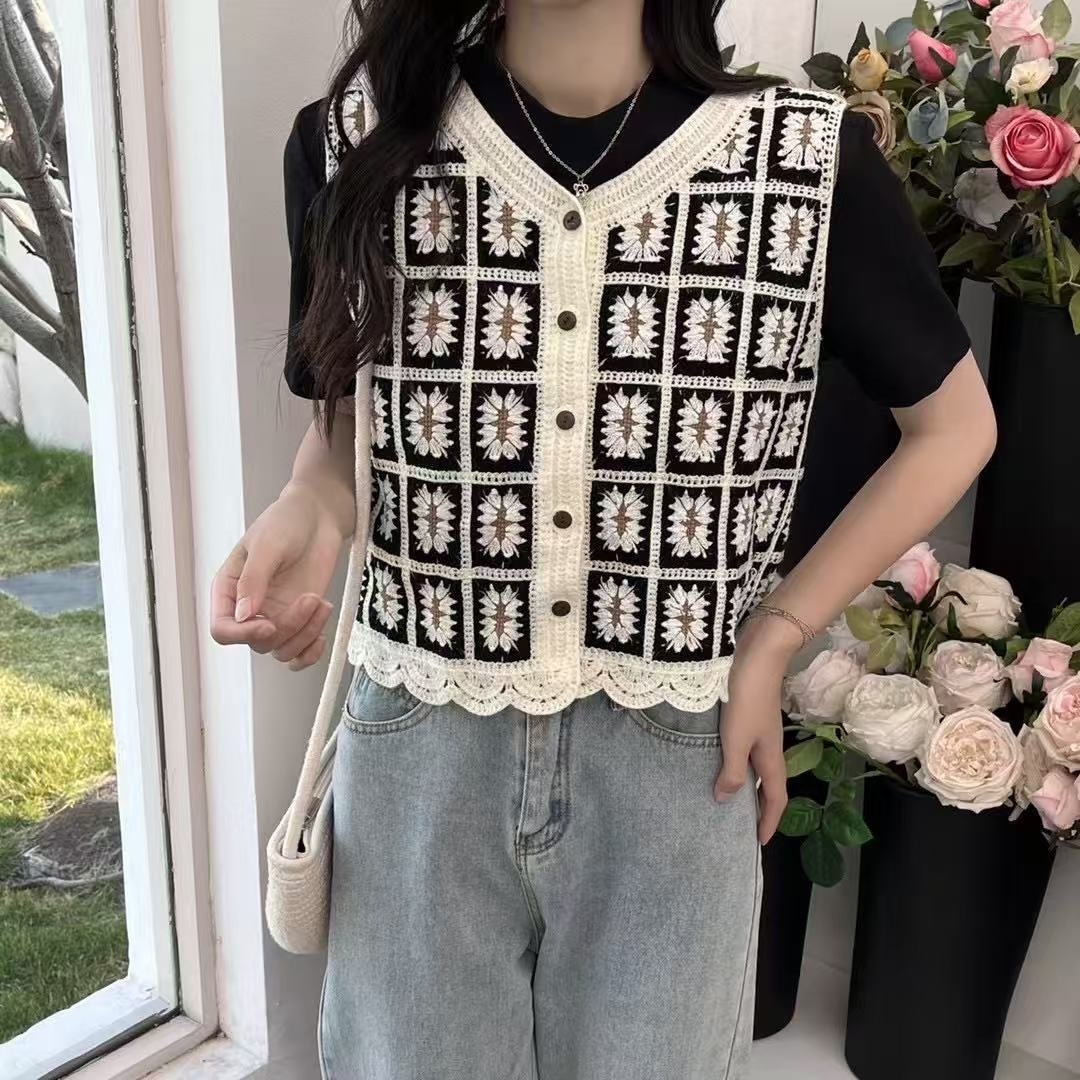 スカラップボタンクロシェニットベスト | 詳細画像4