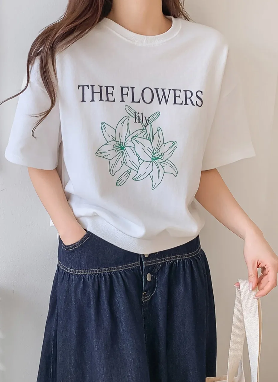 FLOWERSプリント半袖スウェット | 詳細画像1