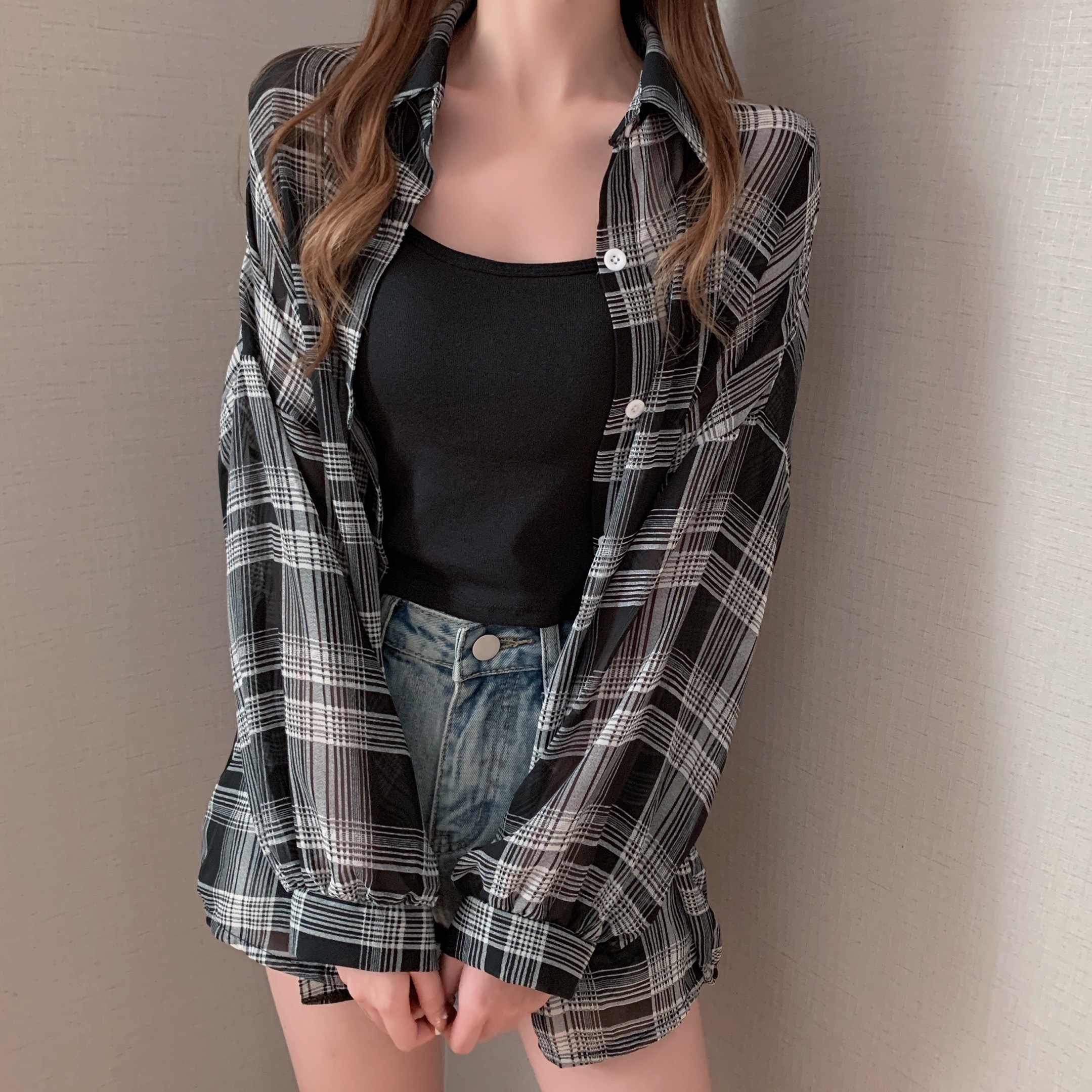 ボクシーシフォンチェックシャツ | 詳細画像3