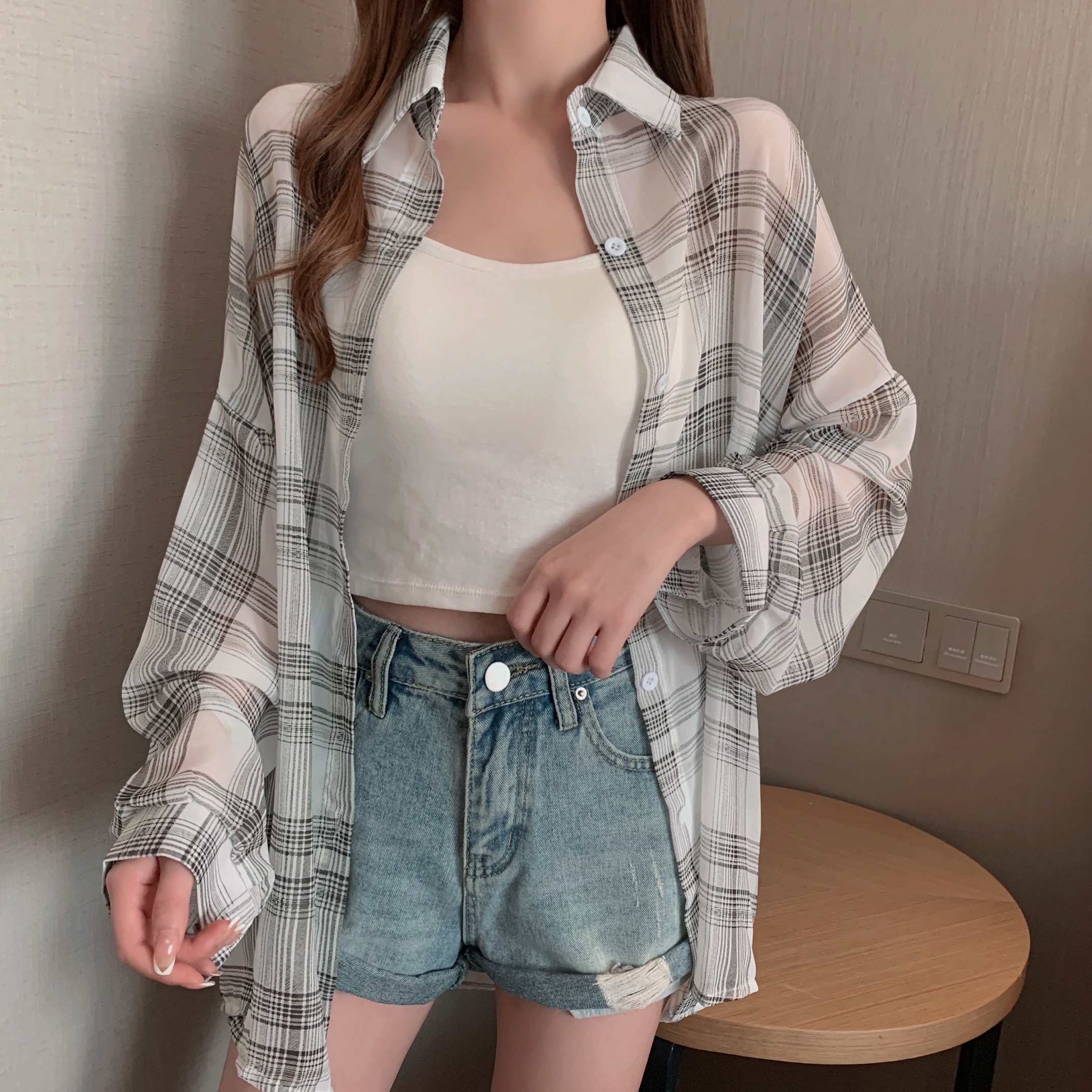 ボクシーシフォンチェックシャツ | 詳細画像10