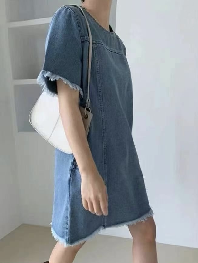 フリンジステッチ半袖デニムワンピース | 詳細画像7