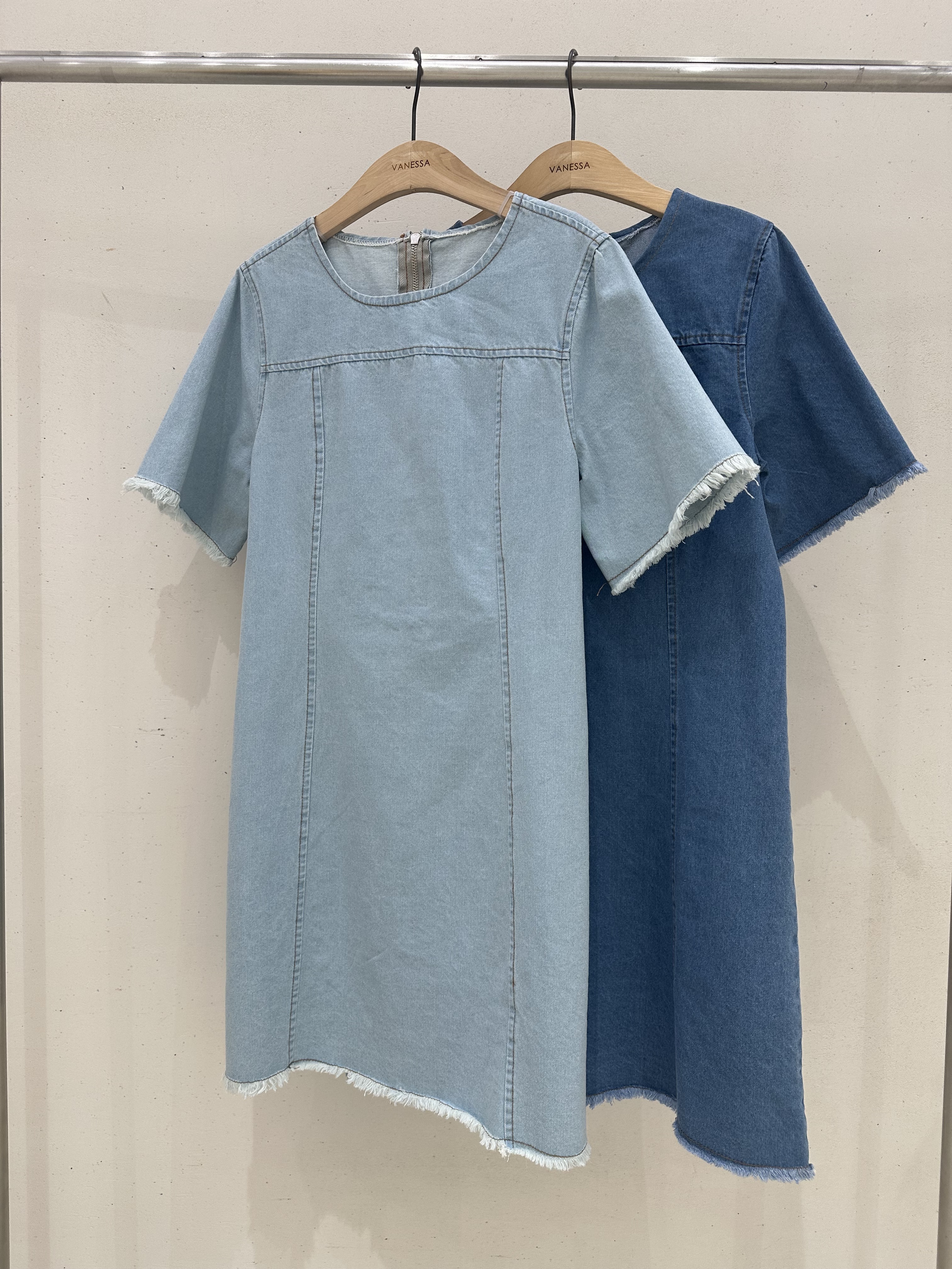 フリンジステッチ半袖デニムワンピース | 詳細画像10