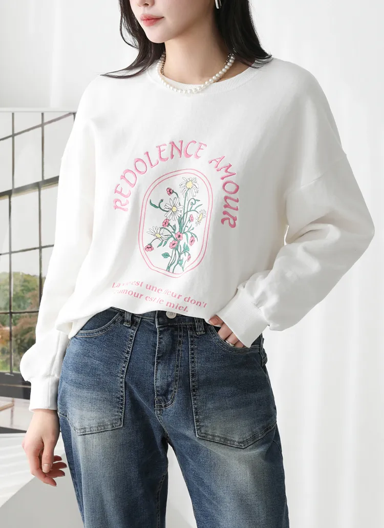 フラワーアーチ刺繍スウェット | pippin | 詳細画像1