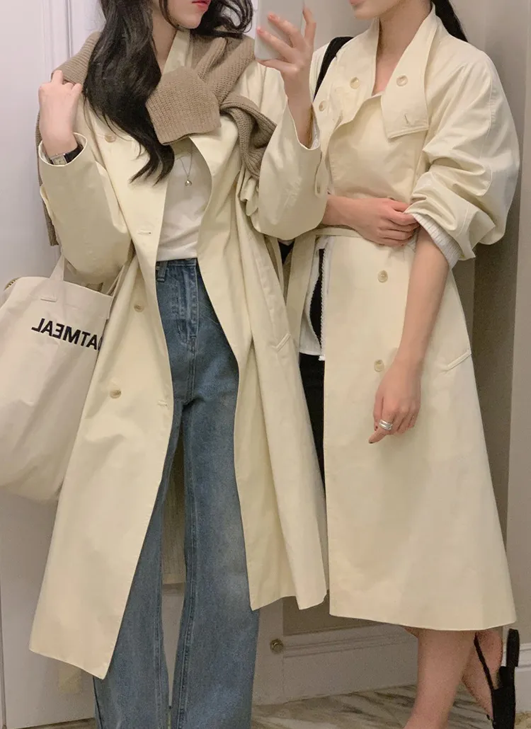 ストラップ付2WAYネックダブルボタントレンチコート | hotping | 詳細画像1