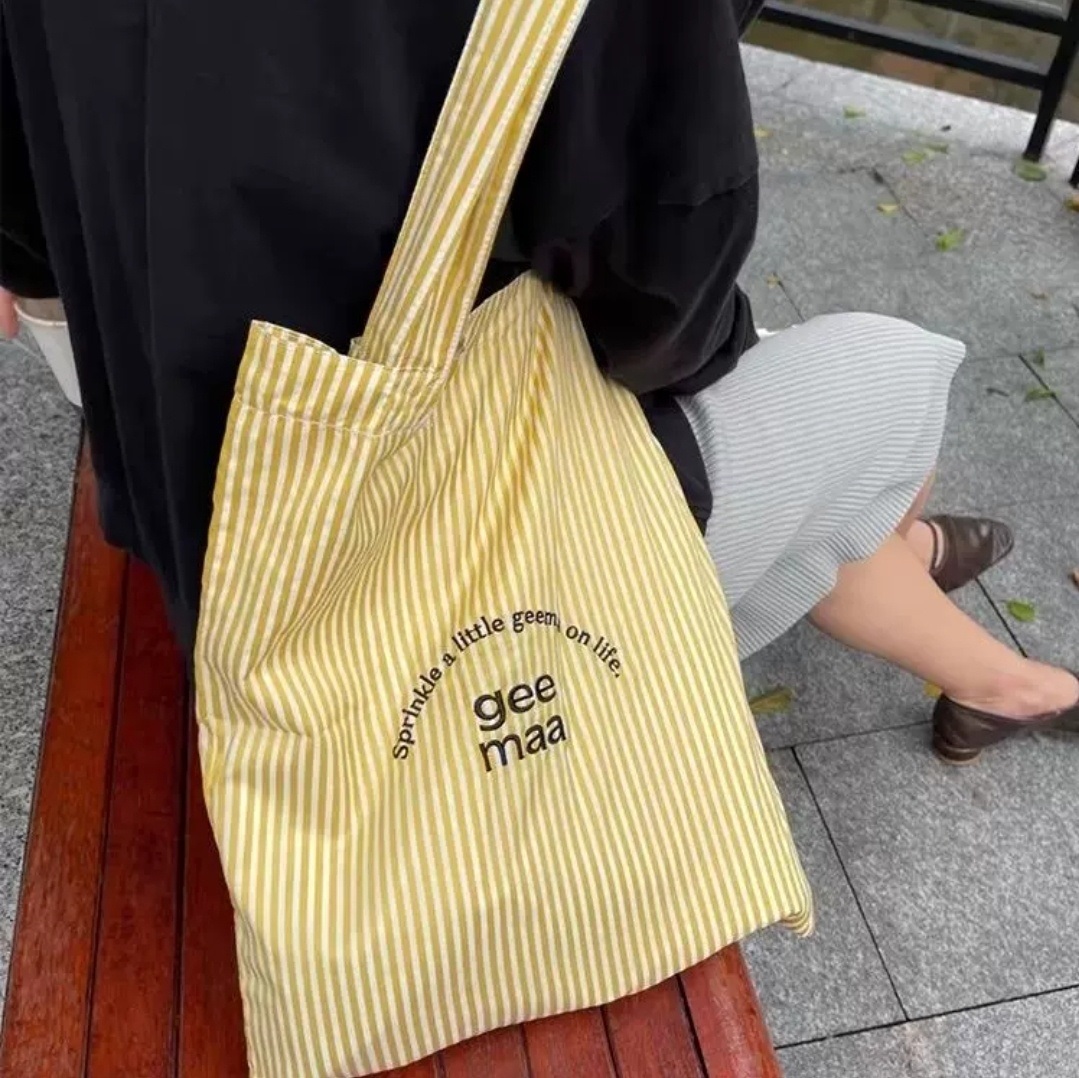geemaa刺繍ストライプトートバッグ | 詳細画像11