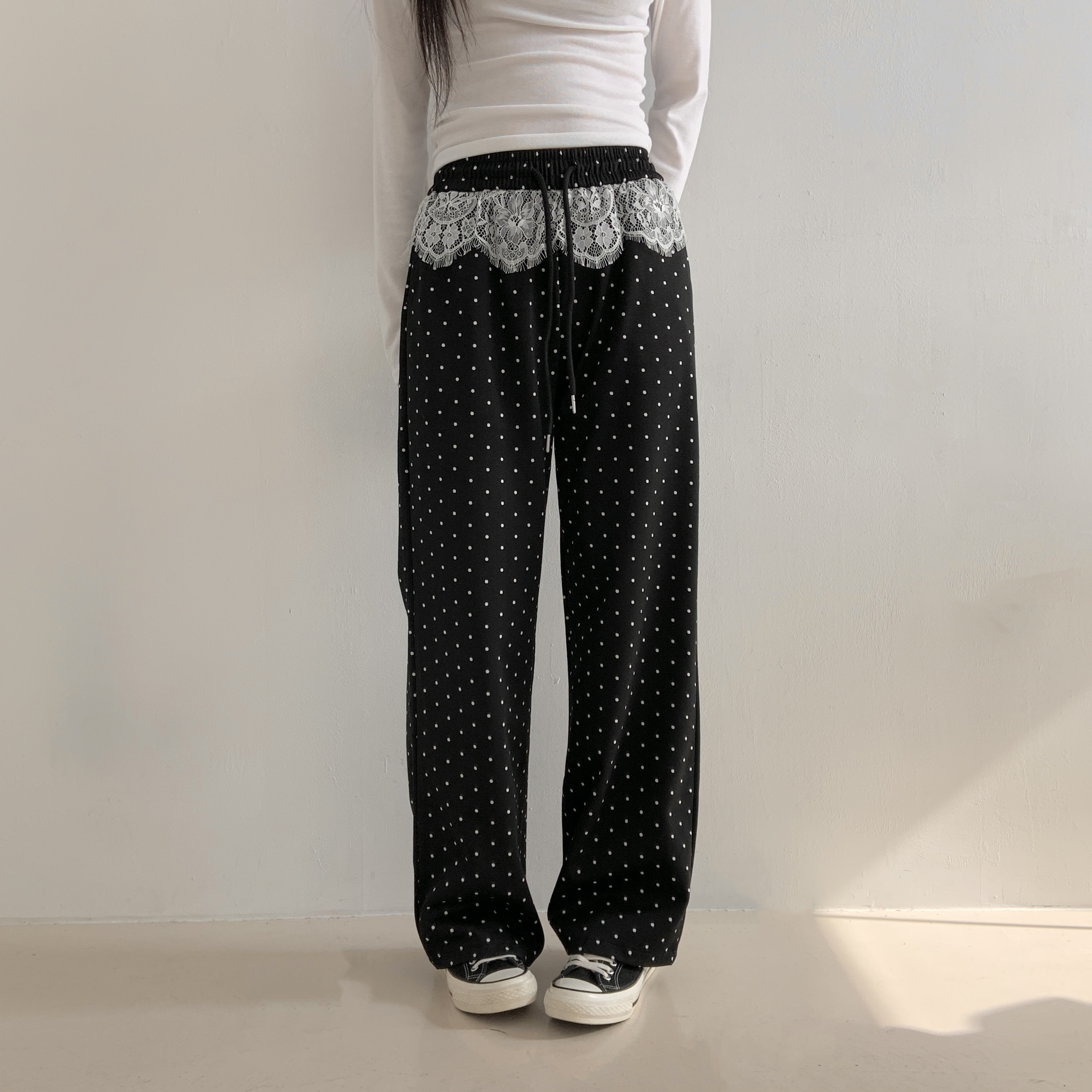 レースレイヤードドロストドットパンツ | 詳細画像2