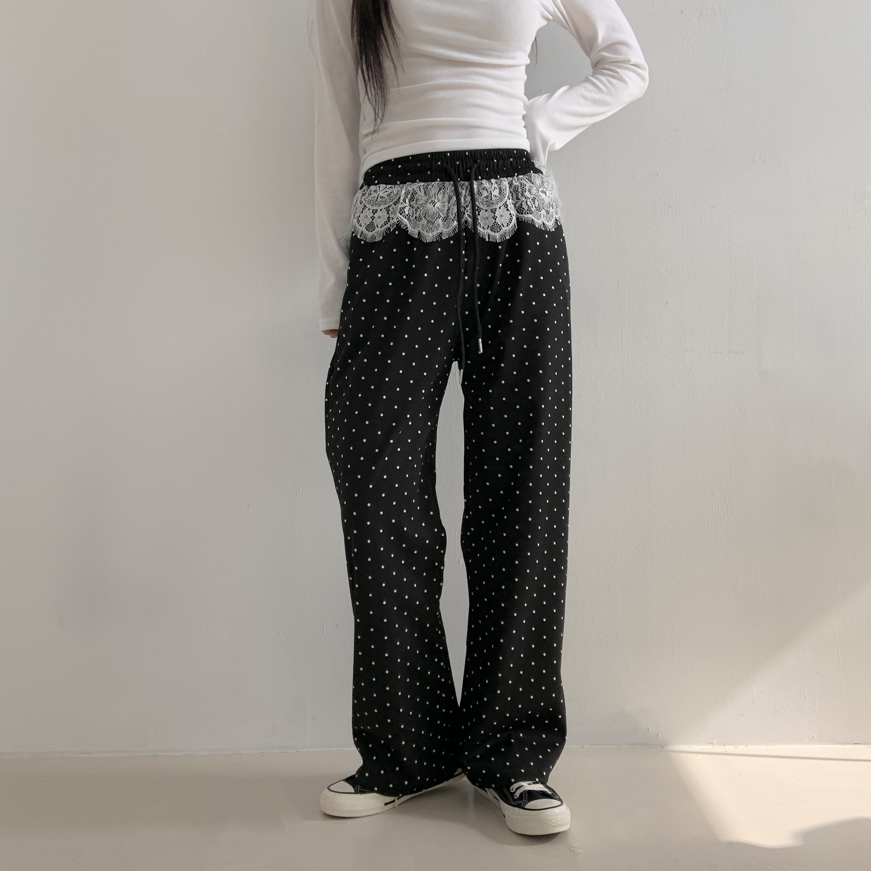 レースレイヤードドロストドットパンツ | 詳細画像3