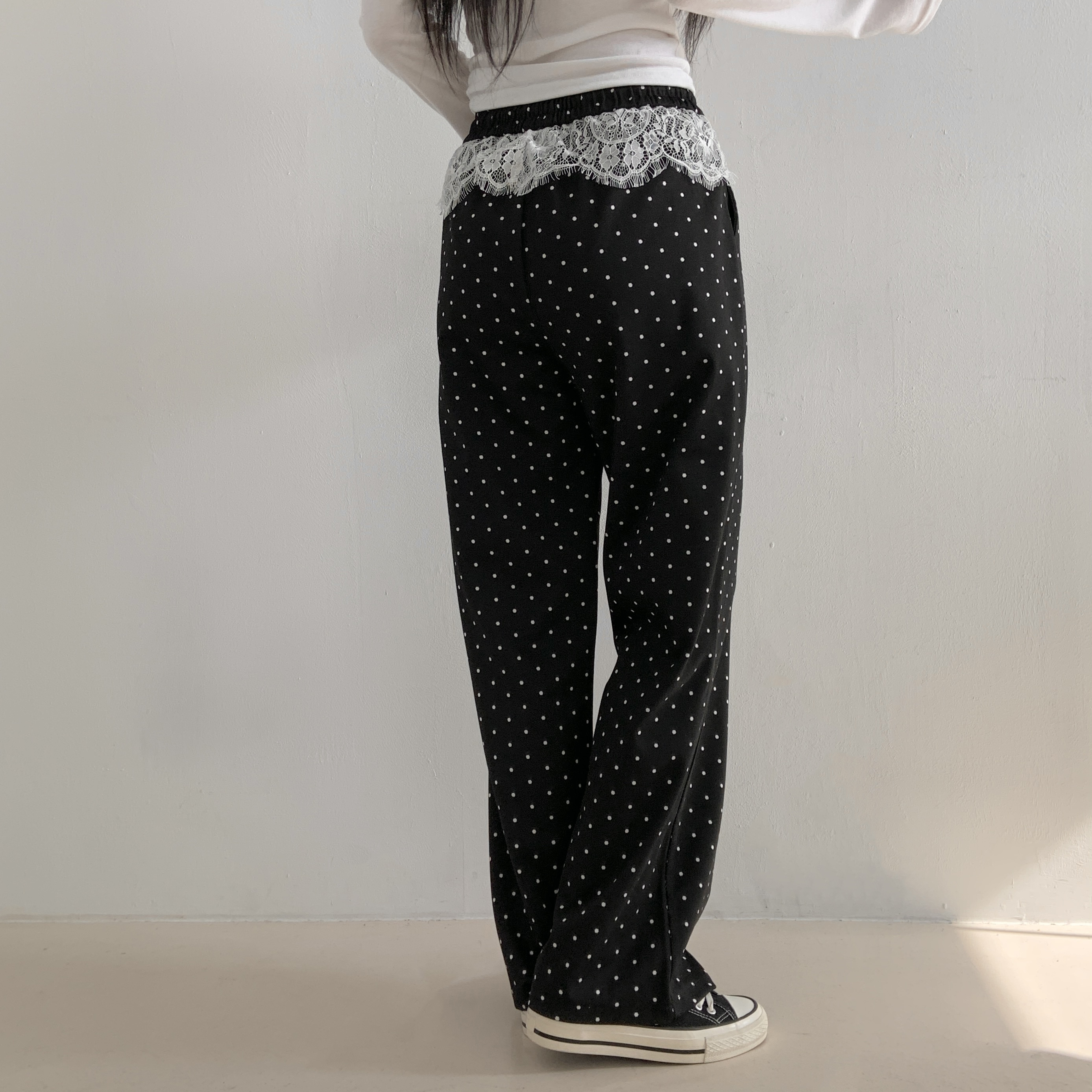 レースレイヤードドロストドットパンツ | 詳細画像5