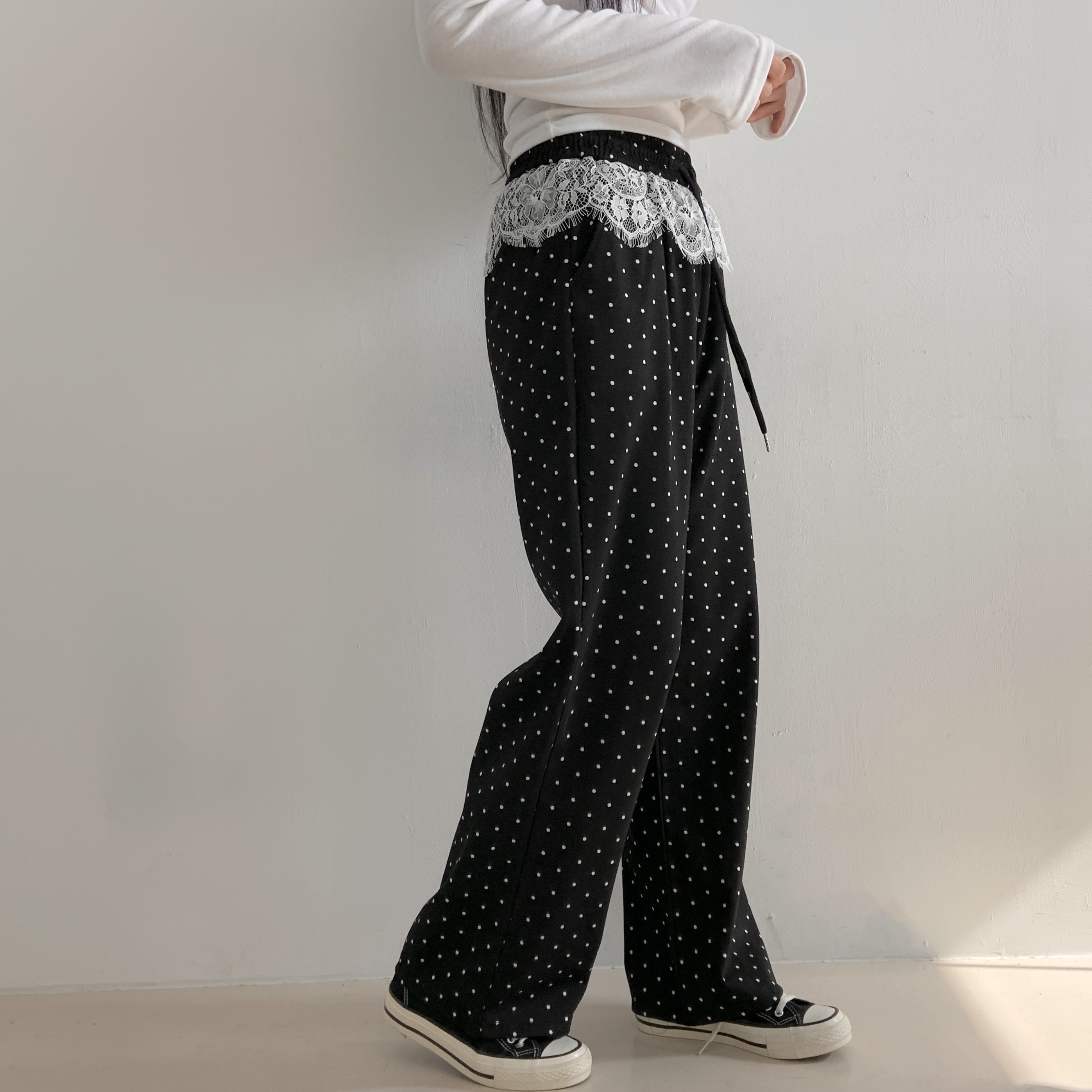 レースレイヤードドロストドットパンツ | 詳細画像6