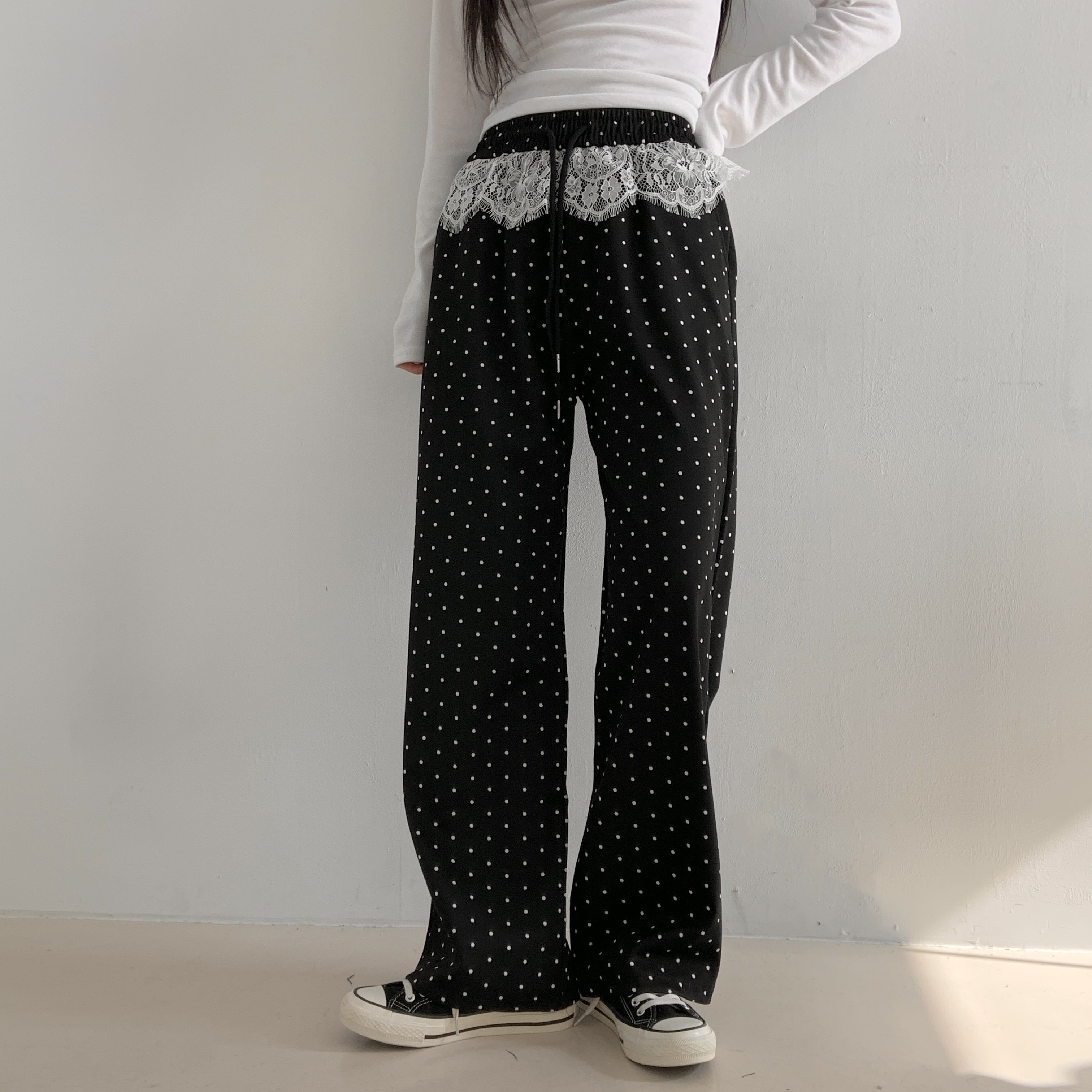 レースレイヤードドロストドットパンツ | 詳細画像7
