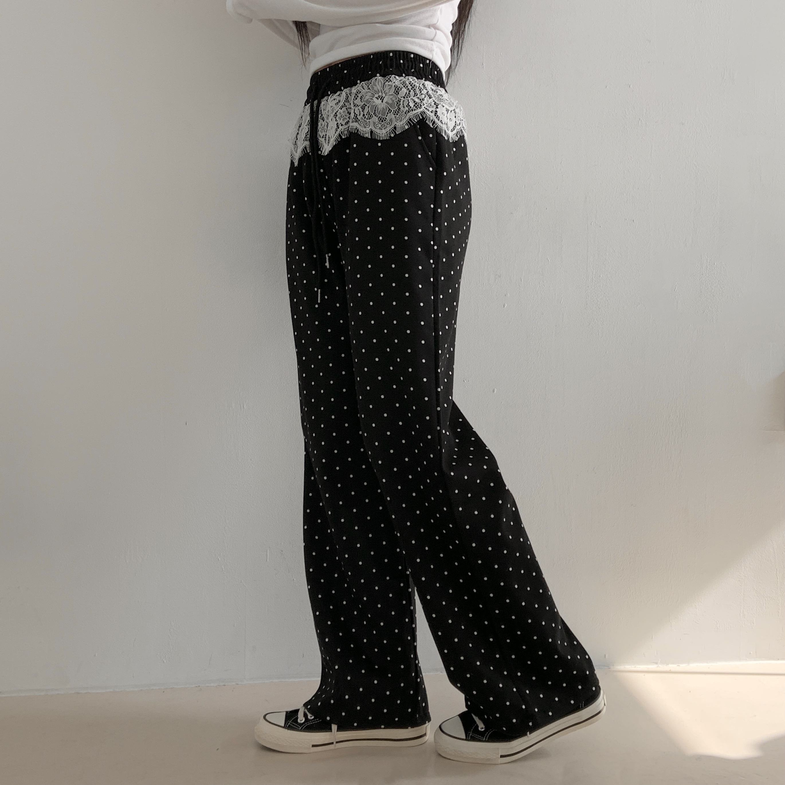 レースレイヤードドロストドットパンツ | 詳細画像8