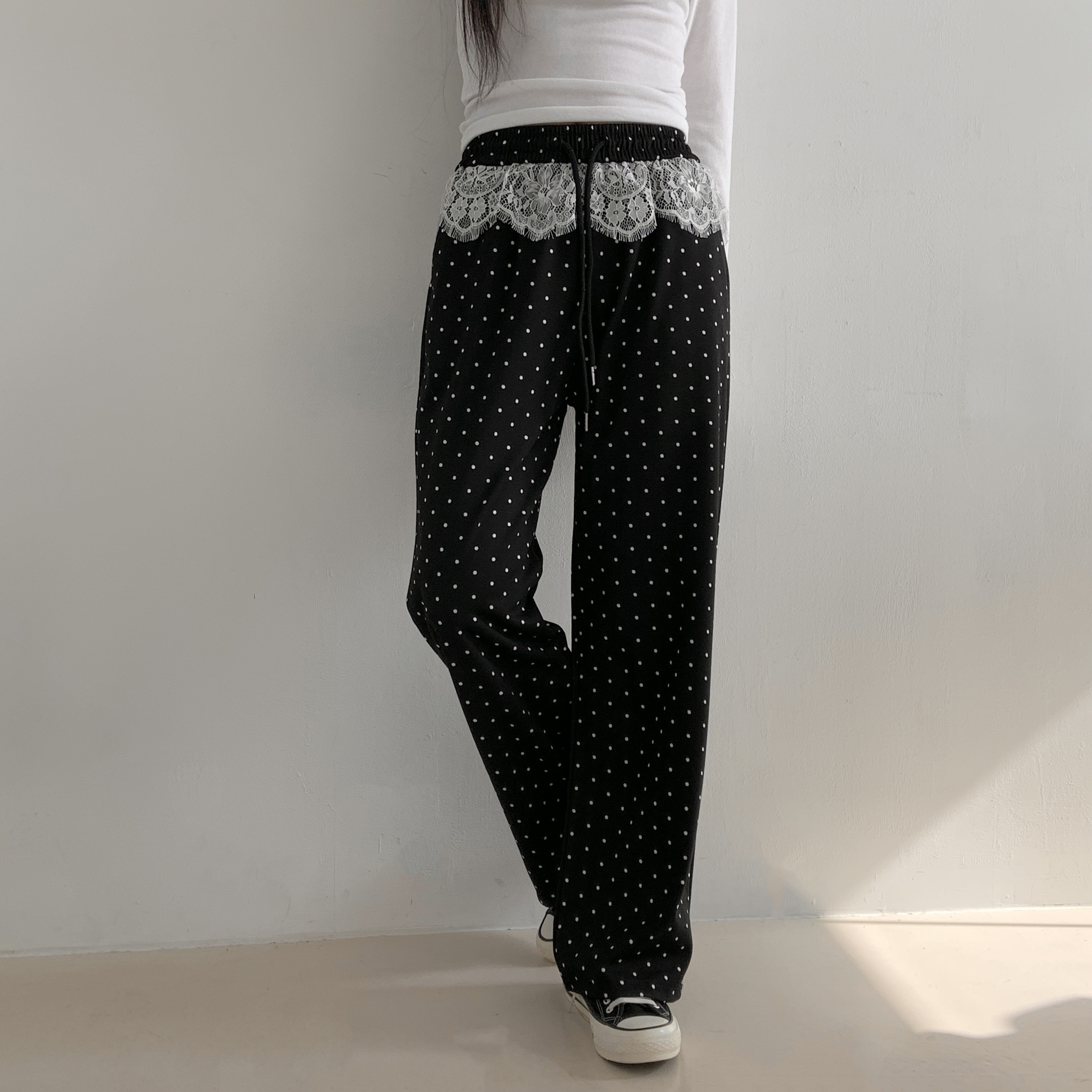 レースレイヤードドロストドットパンツ | 詳細画像9