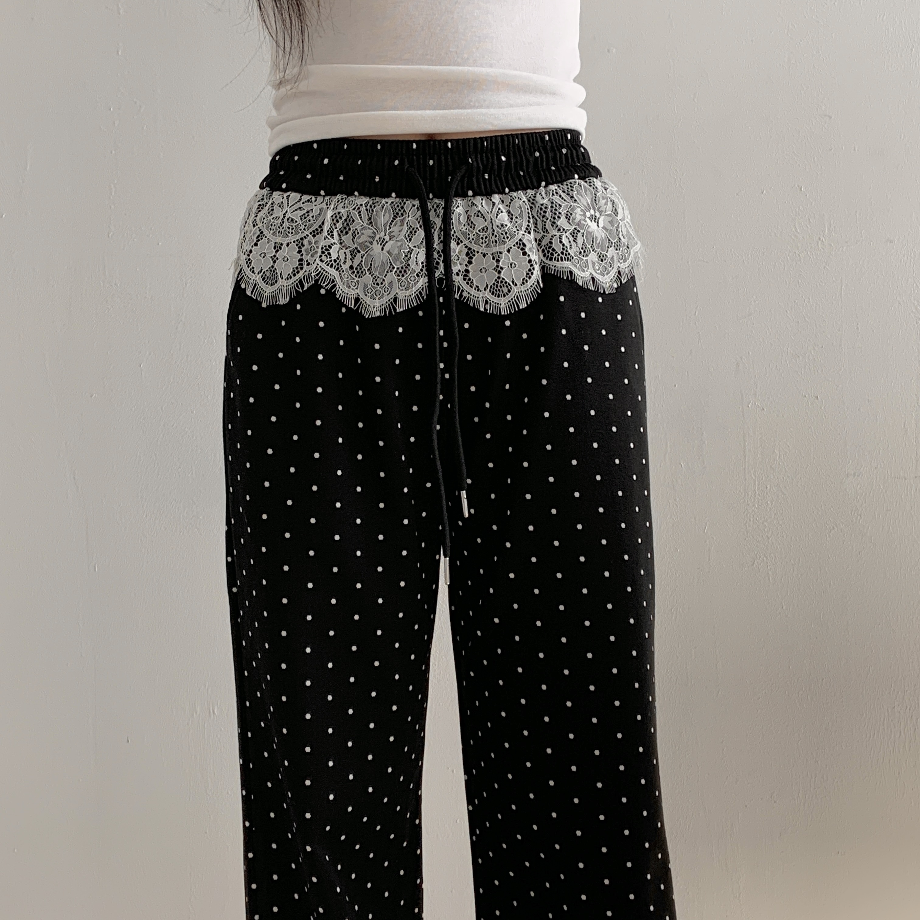 レースレイヤードドロストドットパンツ | 詳細画像10