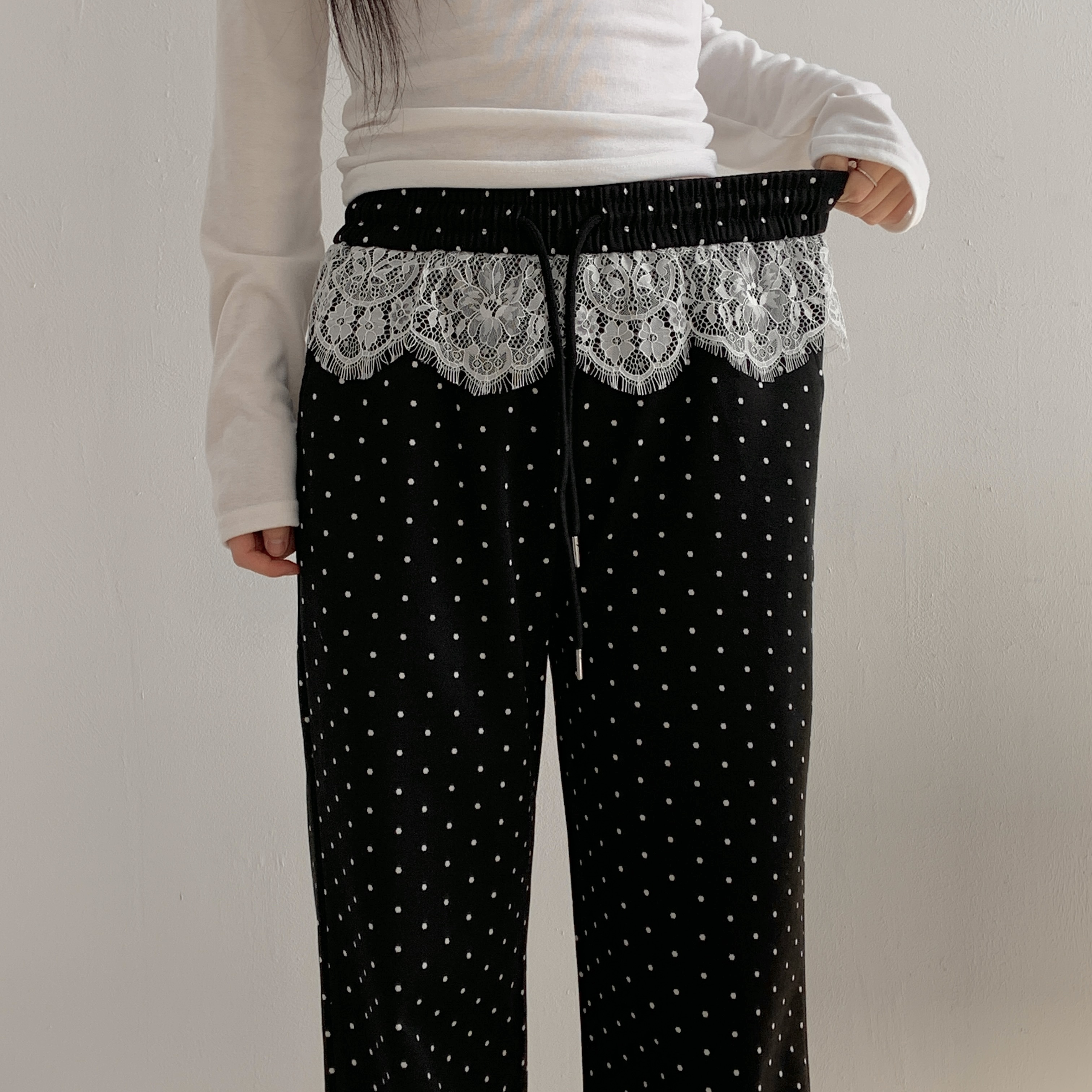 レースレイヤードドロストドットパンツ | 詳細画像11