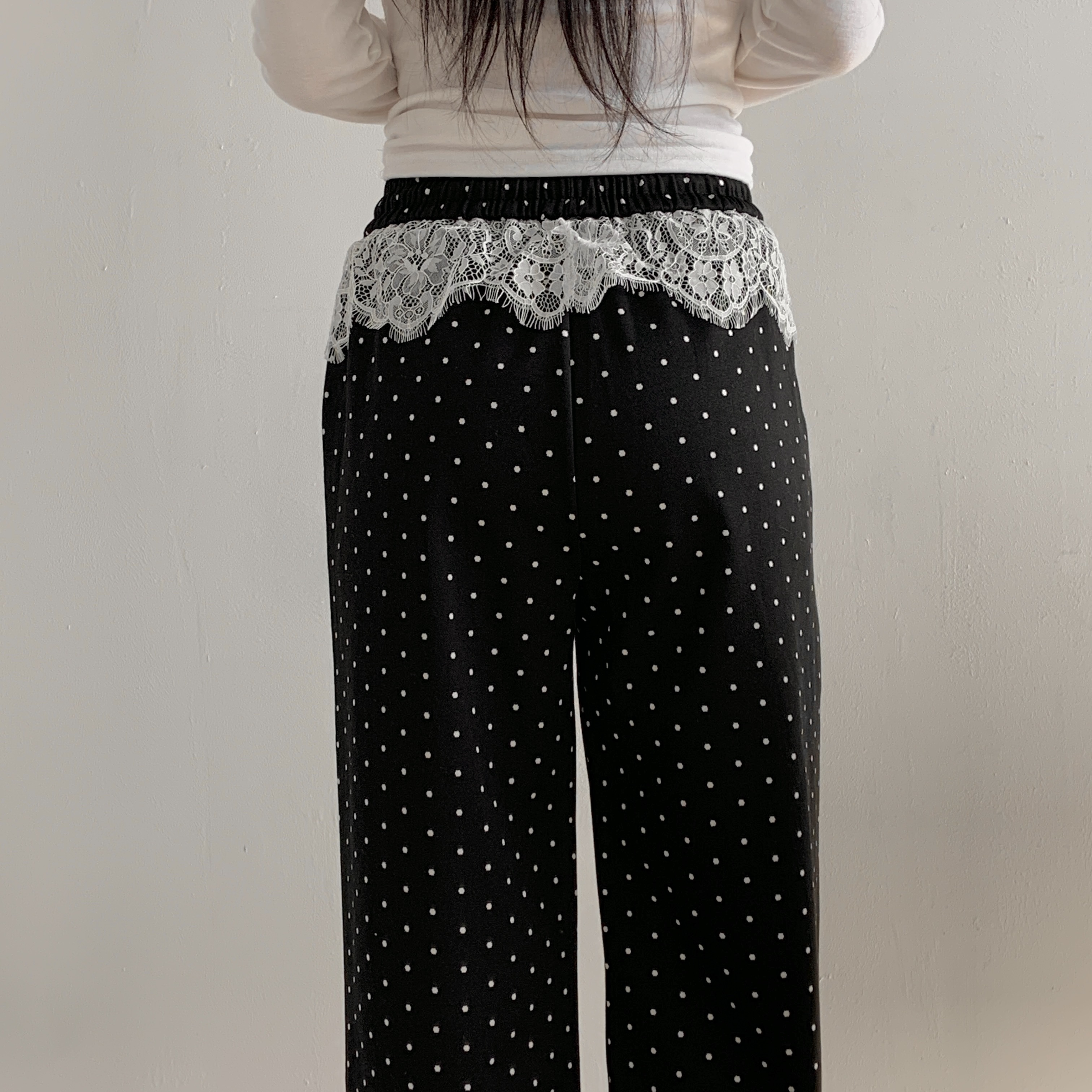 レースレイヤードドロストドットパンツ | 詳細画像12