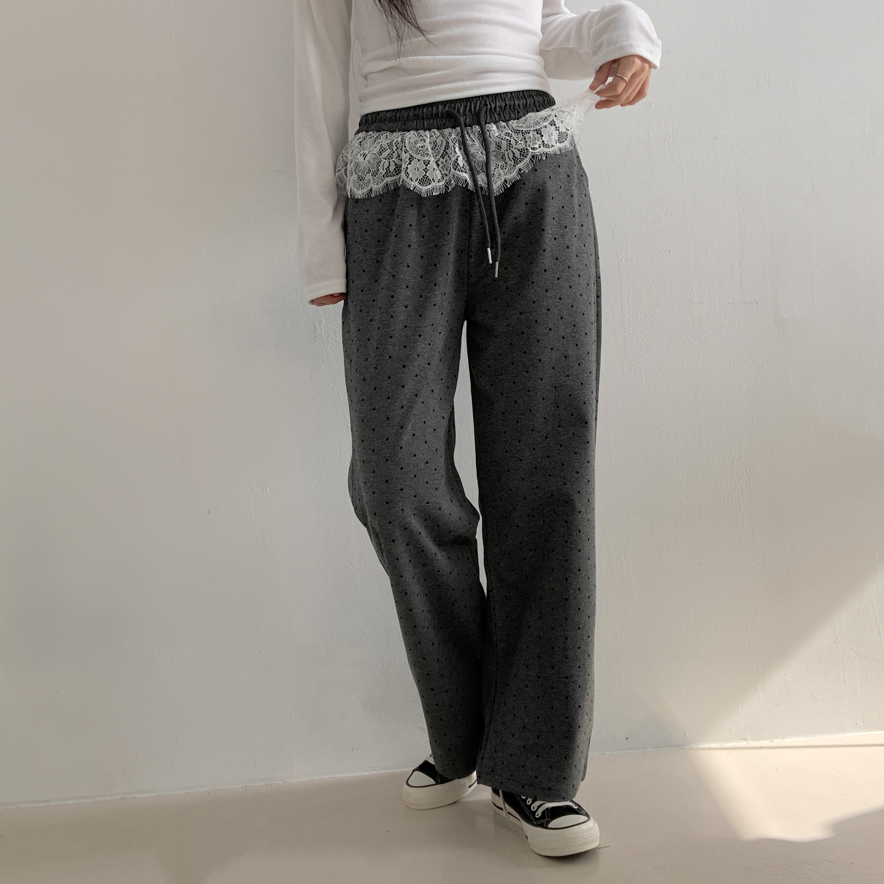 レースレイヤードドロストドットパンツ | 詳細画像13