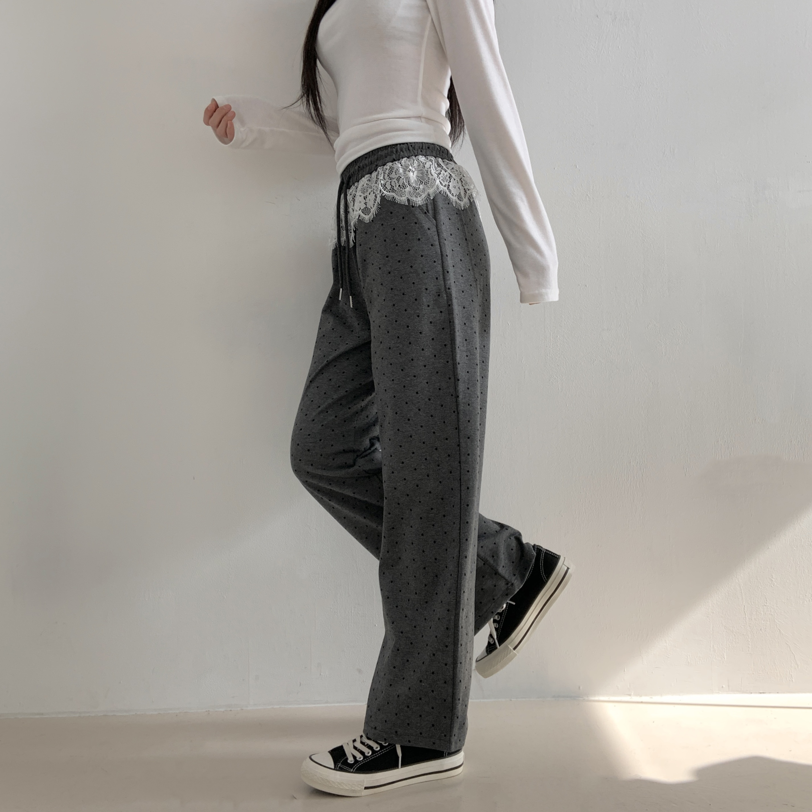 レースレイヤードドロストドットパンツ | 詳細画像14