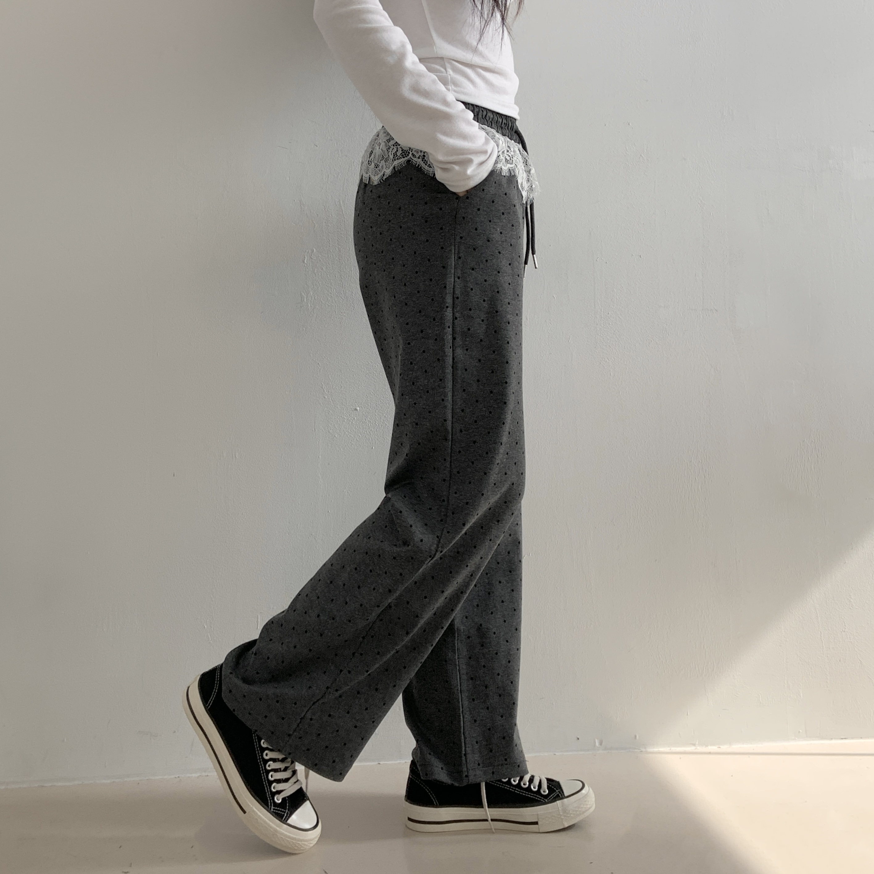 レースレイヤードドロストドットパンツ | 詳細画像17