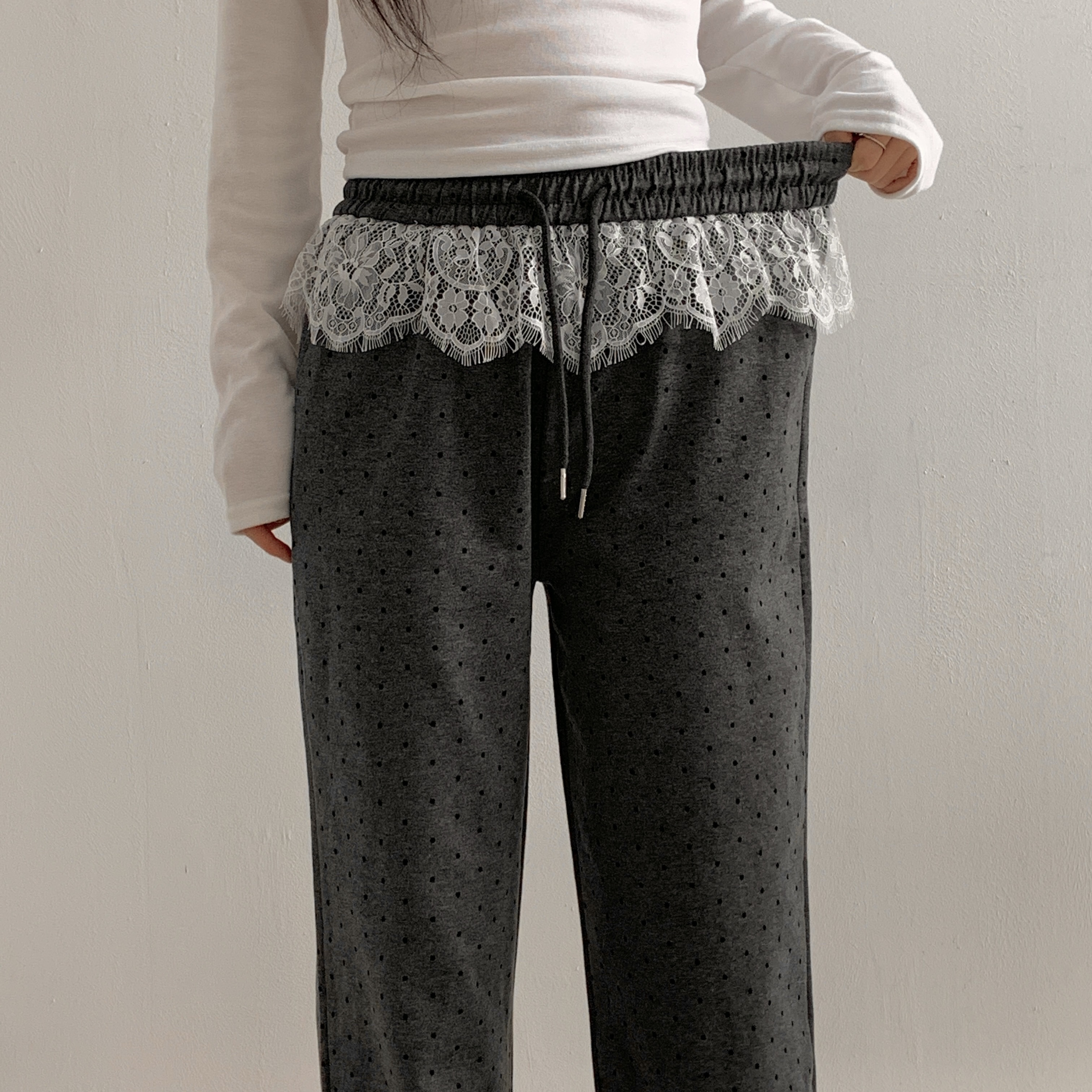 レースレイヤードドロストドットパンツ | 詳細画像18