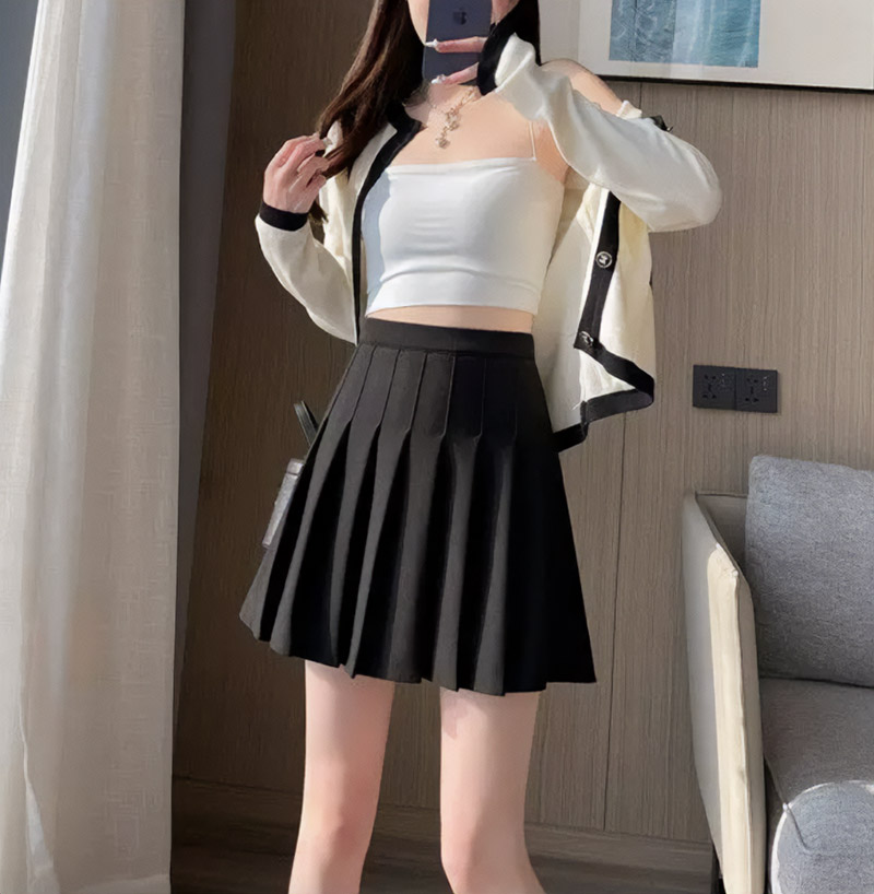 パンツ裏地プリーツAラインミニスカート | 詳細画像7