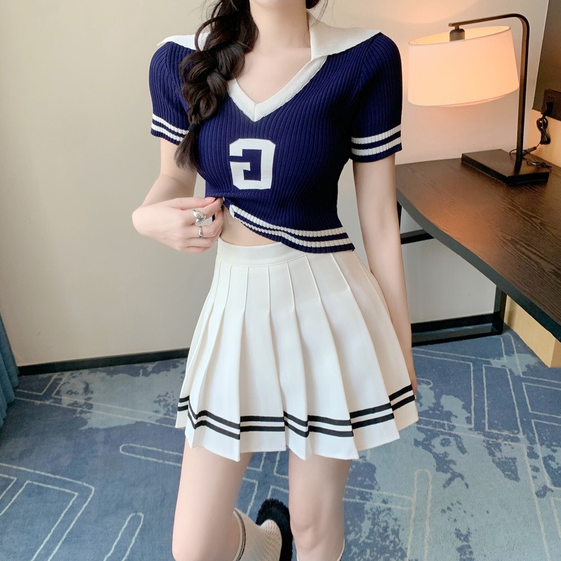 パンツ裏地配色ヘムプリーツミニスカート | 詳細画像3