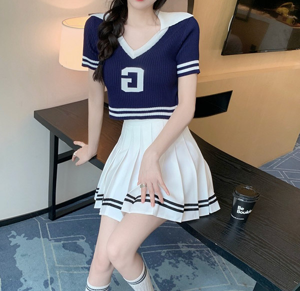 パンツ裏地配色ヘムプリーツミニスカート | 詳細画像4