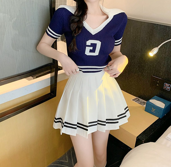 パンツ裏地配色ヘムプリーツミニスカート | 詳細画像5