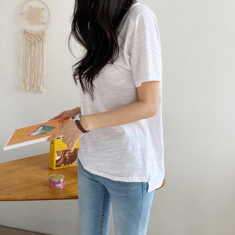 キーネックスリットスラブ半袖Tシャツ | 詳細画像9