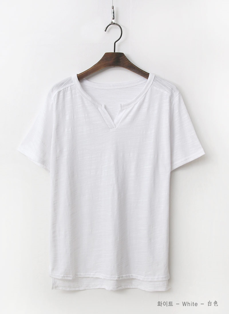 キーネックスリットスラブ半袖Tシャツ | 詳細画像13