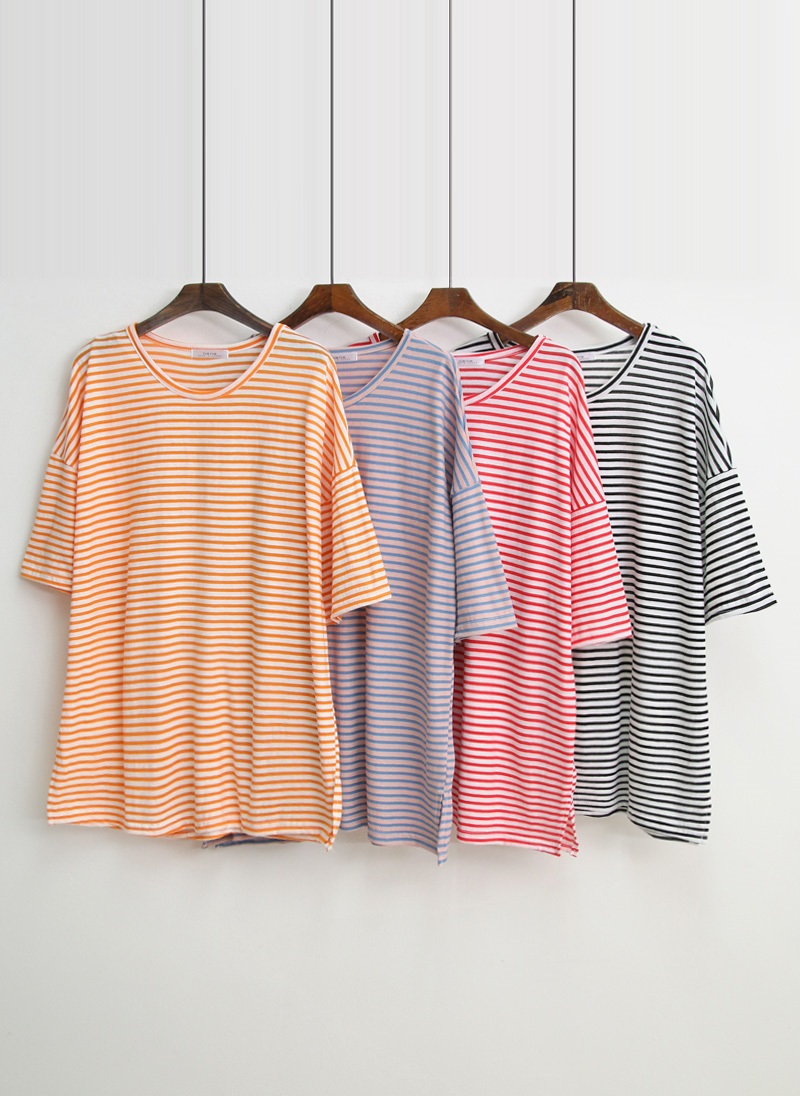 ルーズボーダースリット半袖Tシャツ | 詳細画像12