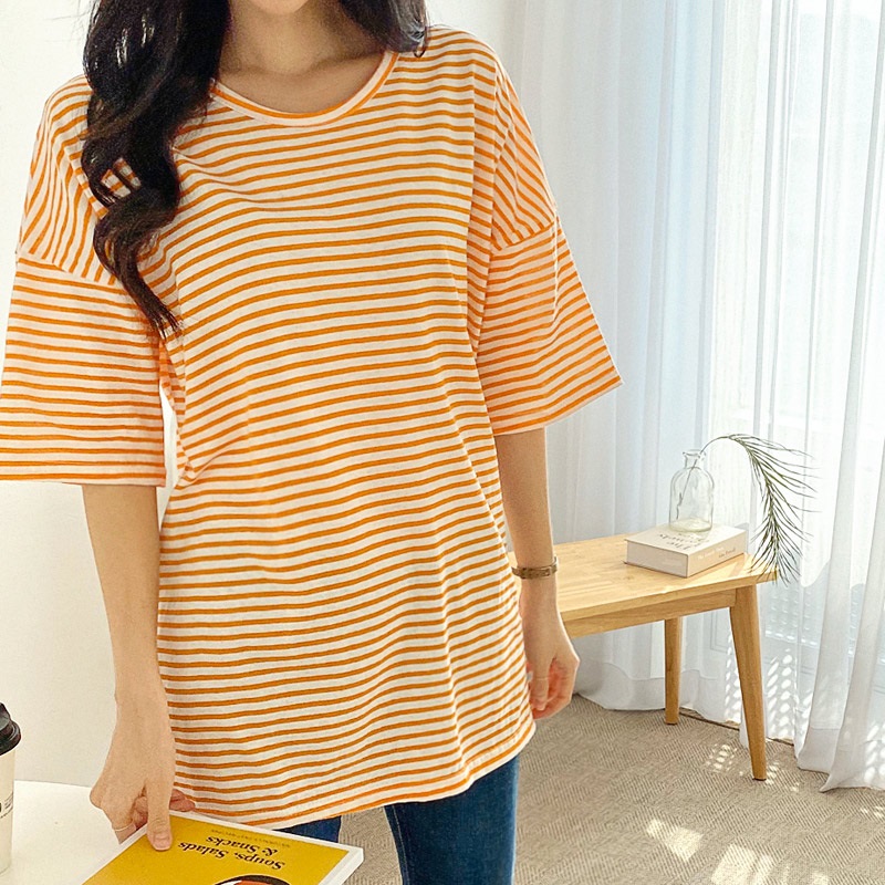 ルーズボーダースリット半袖Tシャツ | 詳細画像5