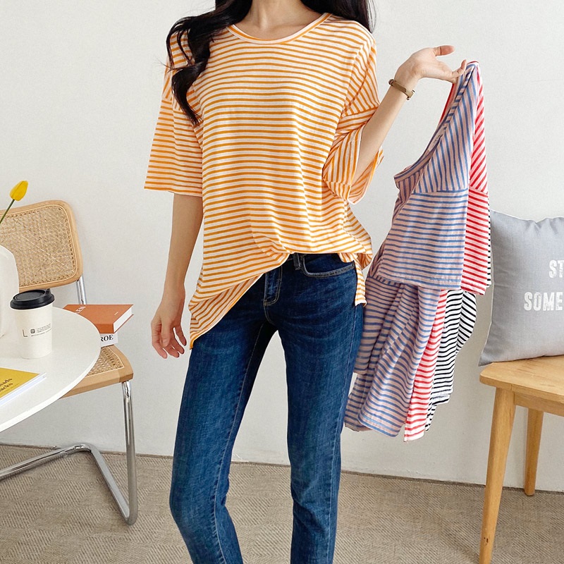 ルーズボーダースリット半袖Tシャツ | 詳細画像8