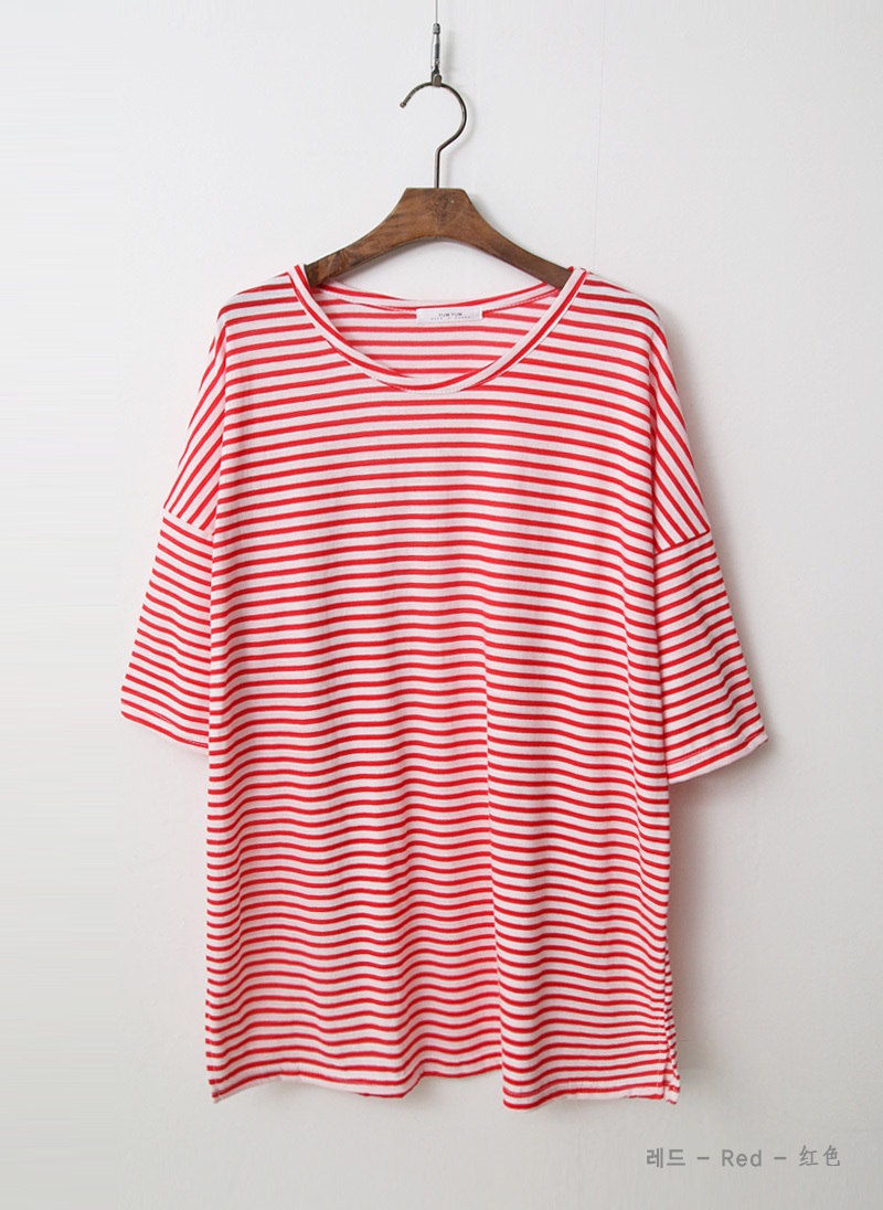 ルーズボーダースリット半袖Tシャツ | 詳細画像14