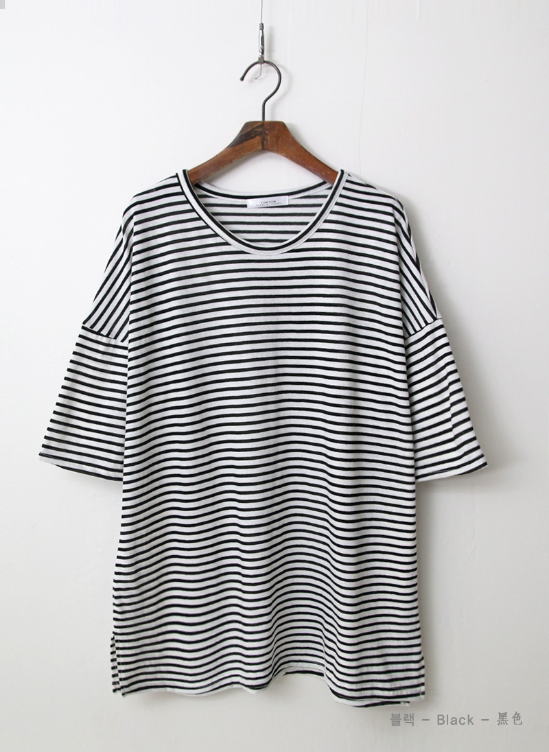 ルーズボーダースリット半袖Tシャツ | 詳細画像15