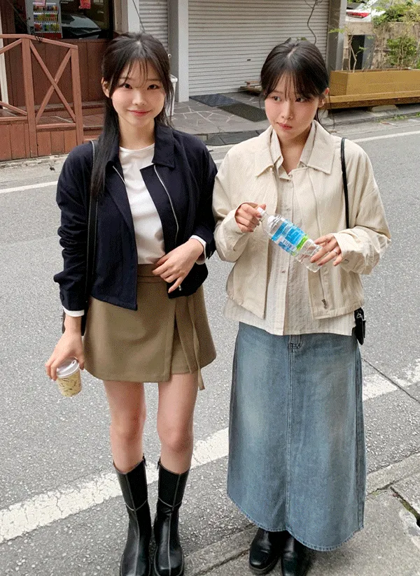 メッシュ裏地カラーネックフライフロントジャンパー | 66girls | 詳細画像1