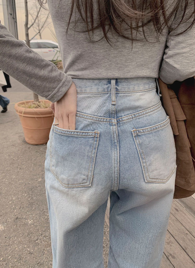 ウォッシュストレートデニムパンツ | レディースファッション通販 - DHOLIC