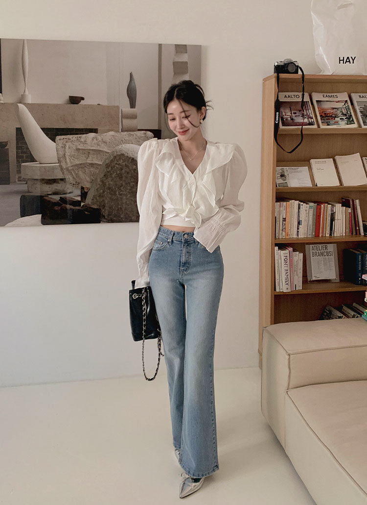 キャットブラッシュスリムフレアデニムパンツ | レディース