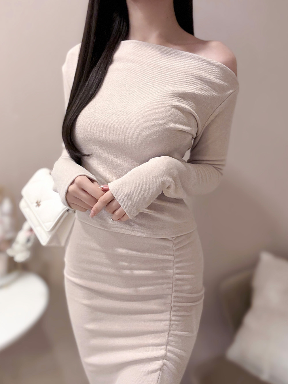 オフショルTシャツ&シャーリングスカートSET | 詳細画像2