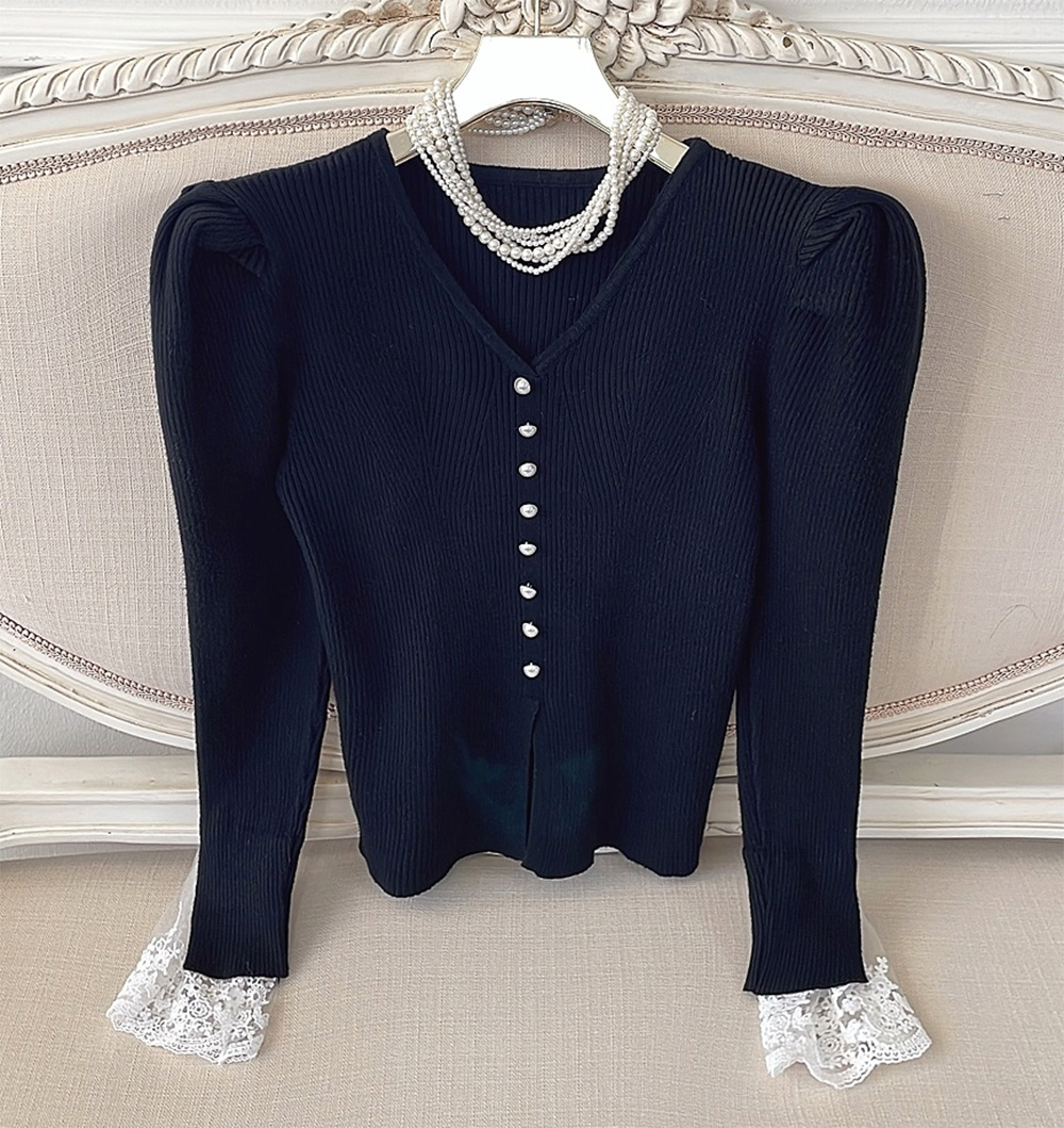 パール調ボタンレースパフカーディガン | 詳細画像14