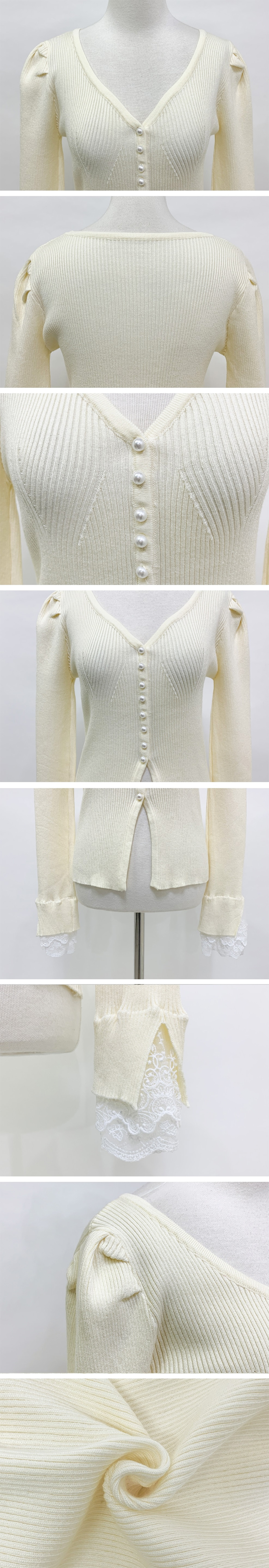 パール調ボタンレースパフカーディガン | 詳細画像16
