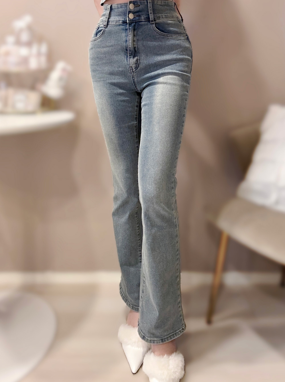 3TYPEダブルボタンハイウエストデニムパンツ | 詳細画像4