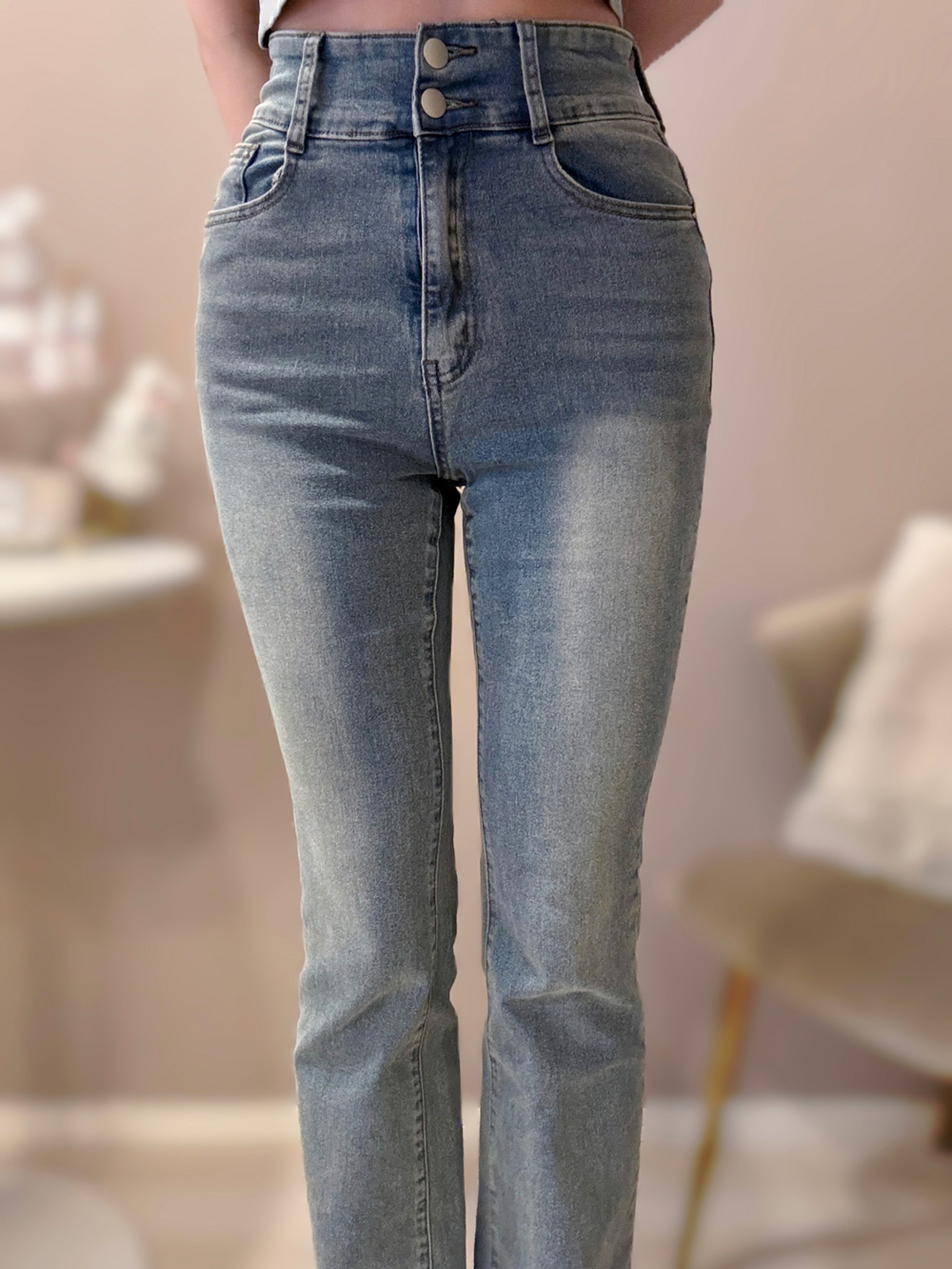 3TYPEダブルボタンハイウエストデニムパンツ | 詳細画像7