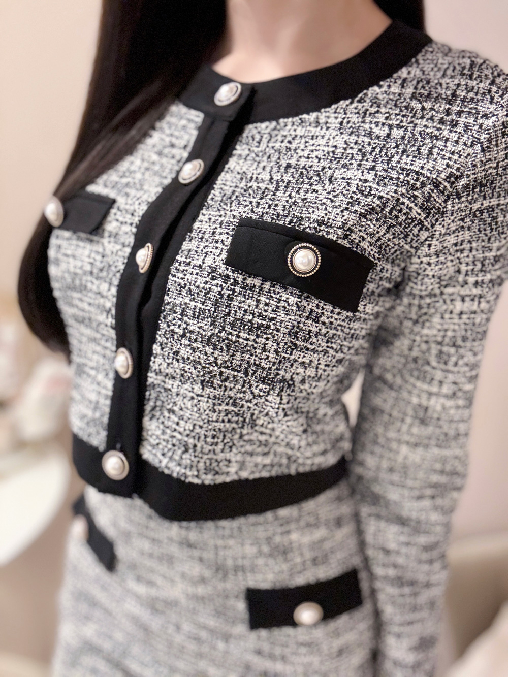 配色ツイードパール調ボタンジャケット | 詳細画像8