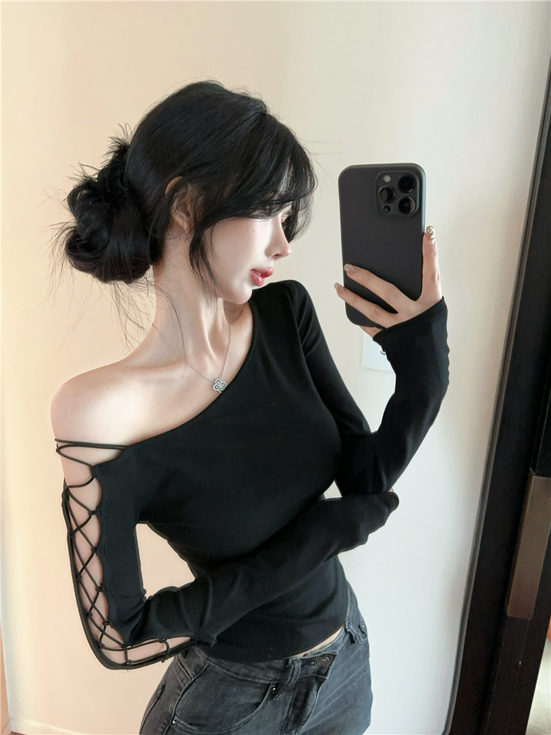 レースアップスリーブワンショルTシャツ | 詳細画像7