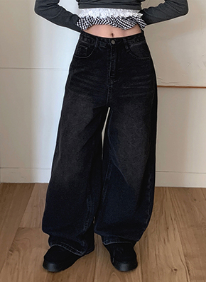 バックボタンノンウォッシュワイドデニムパンツ | レディース バックボタンノンウォッシュワイドデニムパンツ | レディース