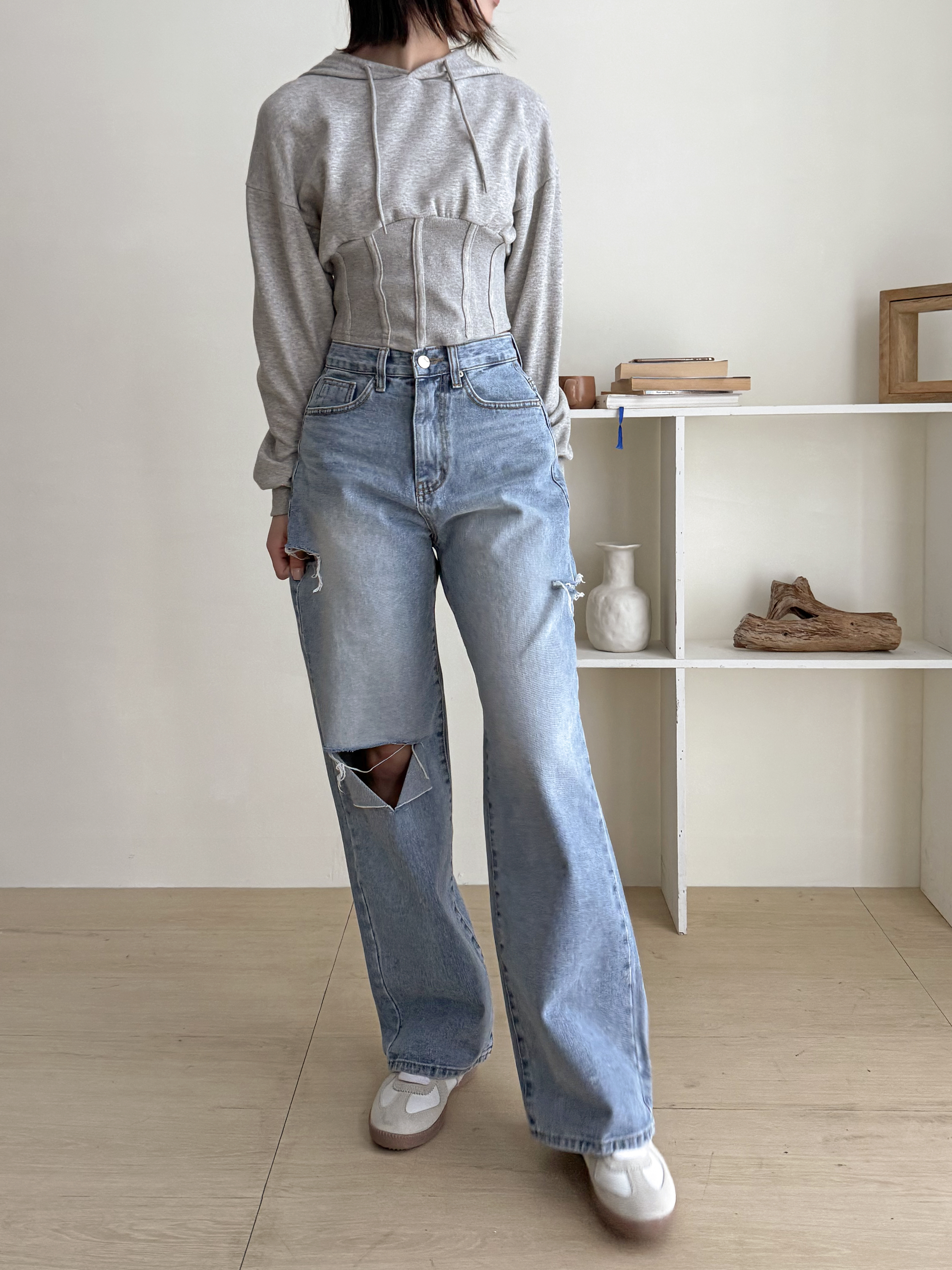 ダメージカットワイドデニムパンツ | 詳細画像2