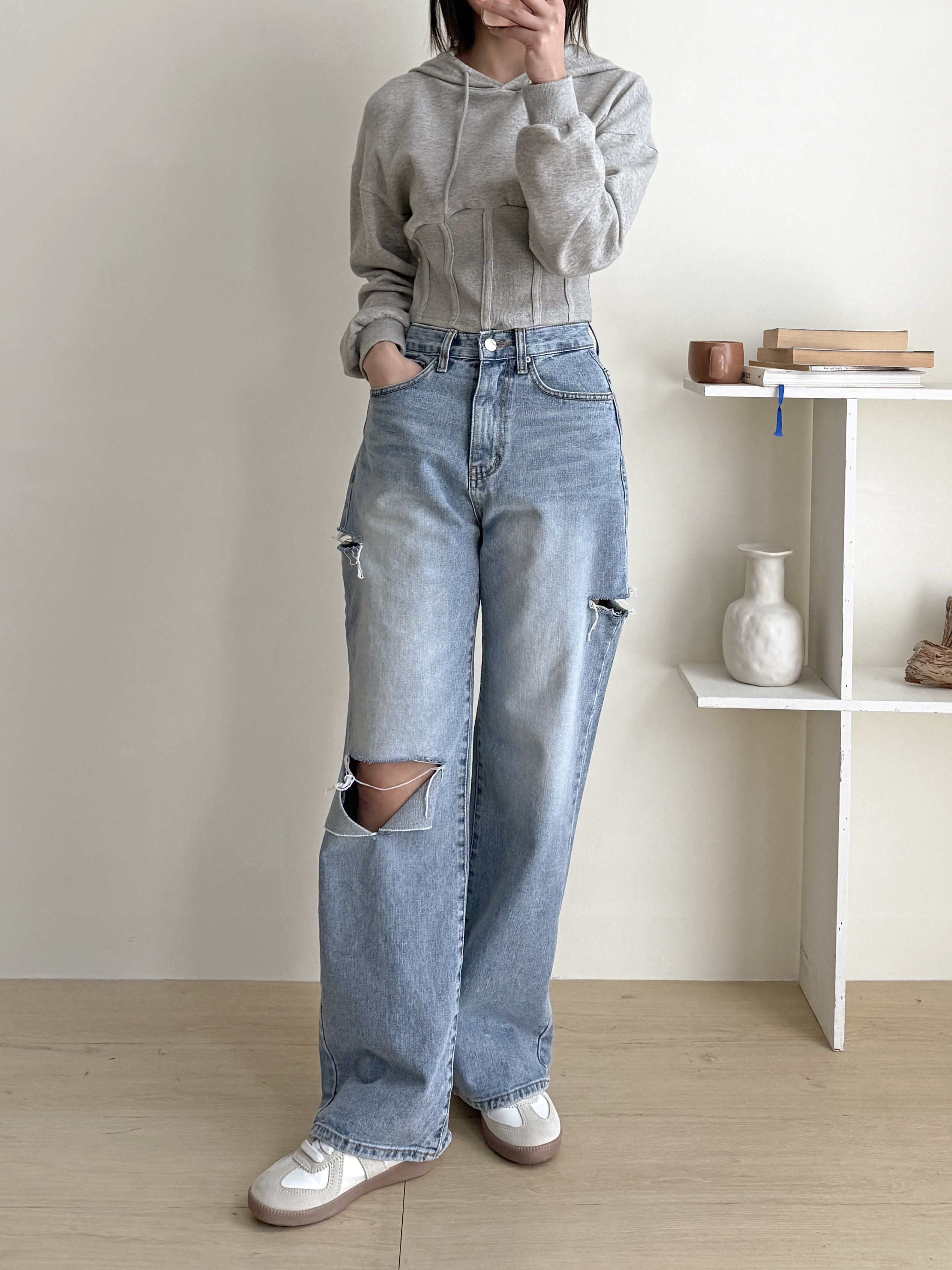 ダメージカットワイドデニムパンツ | 詳細画像7