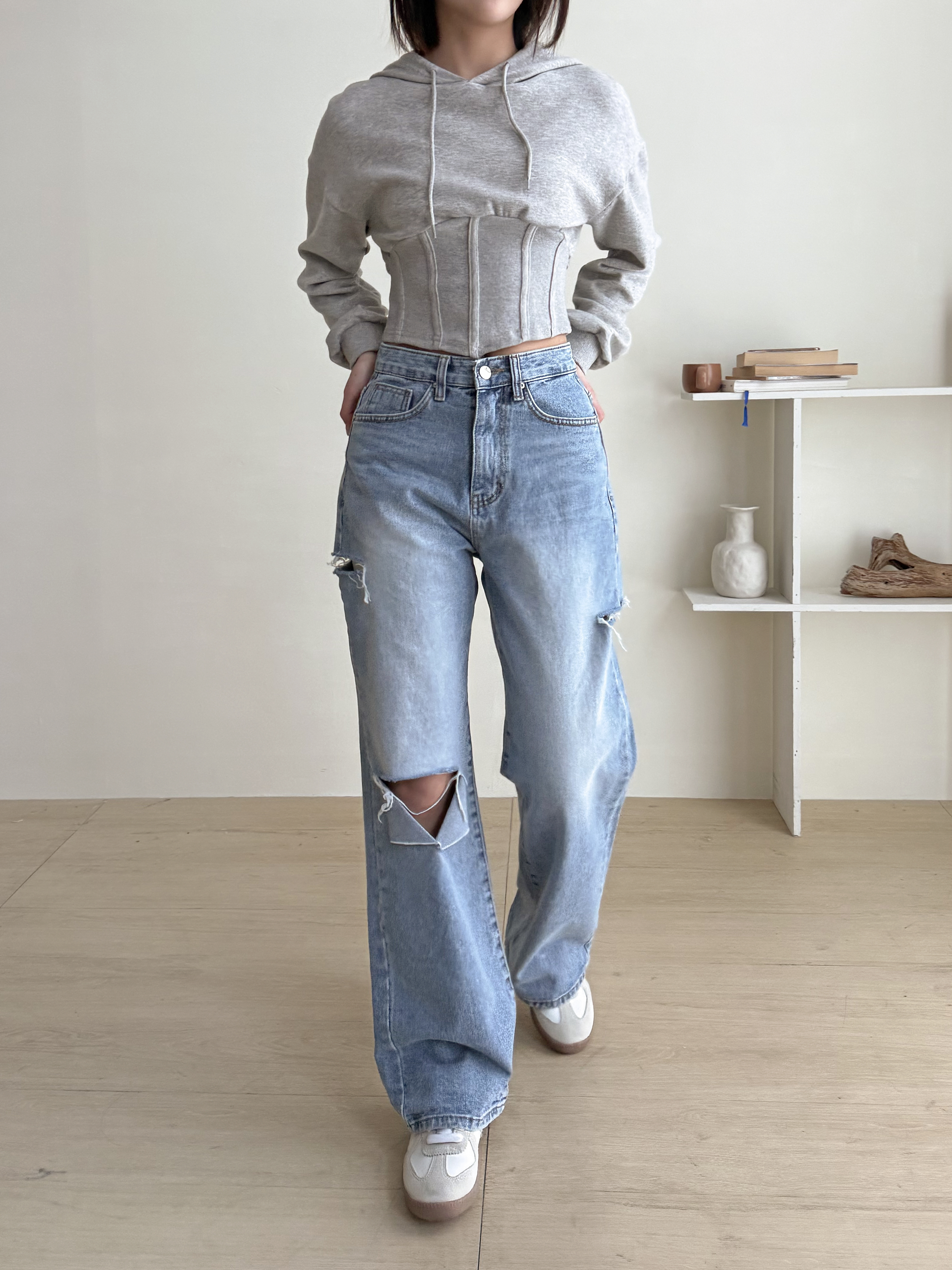 ダメージカットワイドデニムパンツ | 詳細画像8