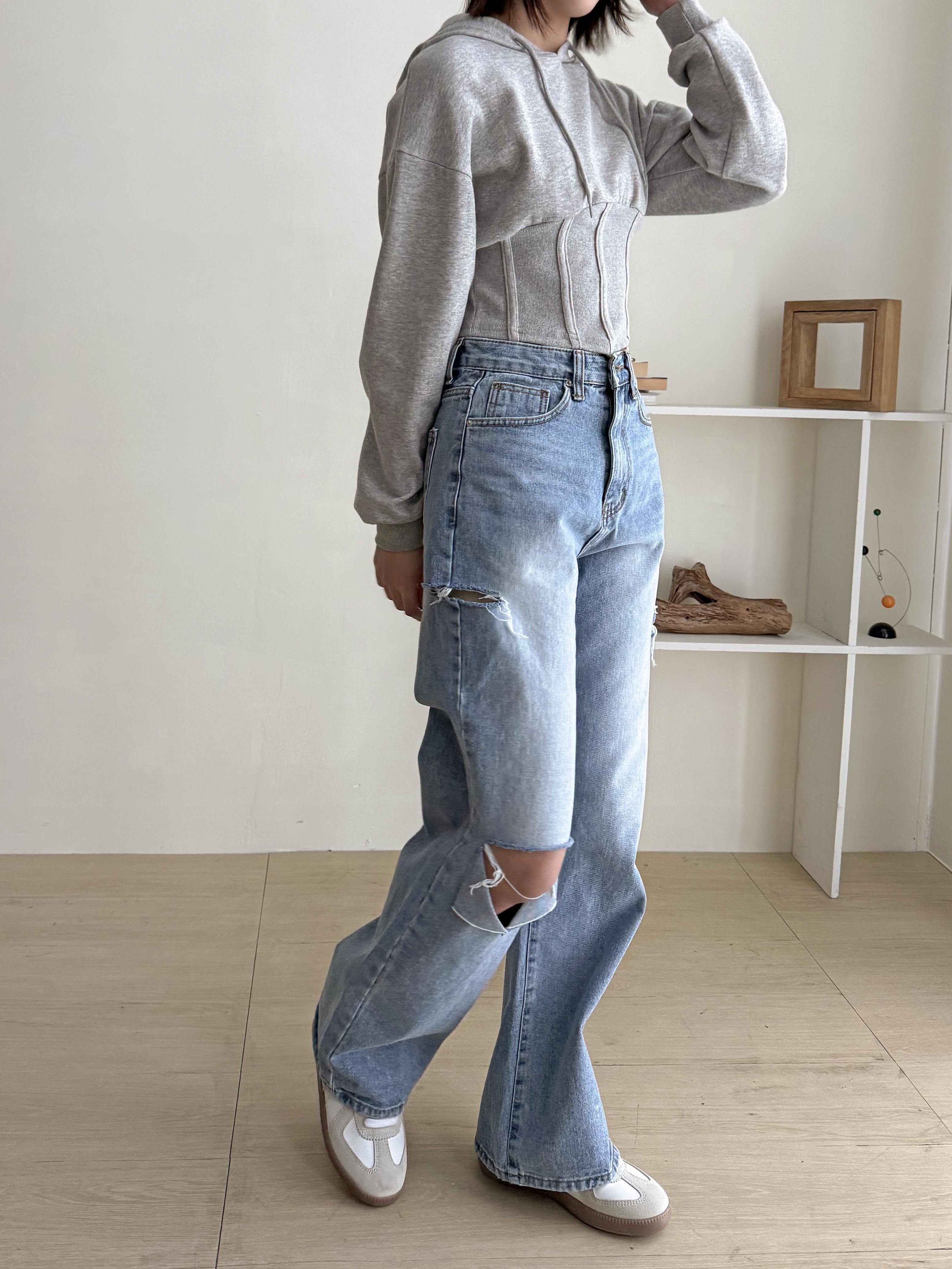 ダメージカットワイドデニムパンツ | 詳細画像12