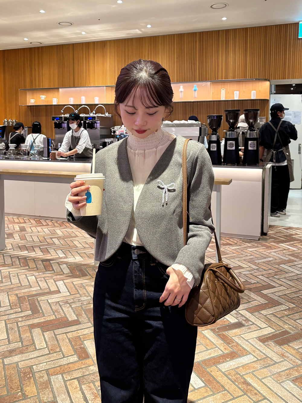 シャーリングフリルハーフネックリンクルブラウス | 詳細画像18